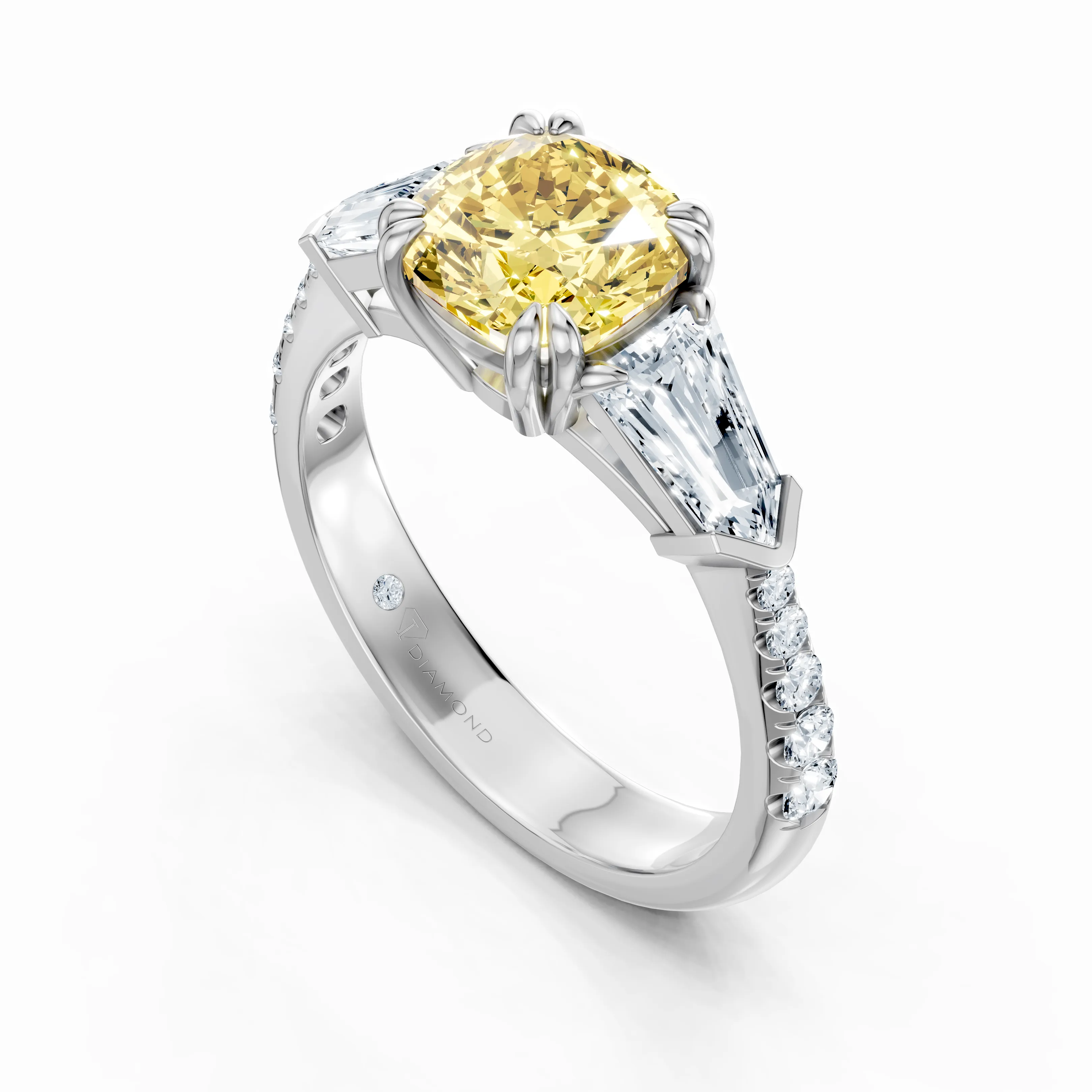 astra cushion trio solitaire ring - gallery - 4