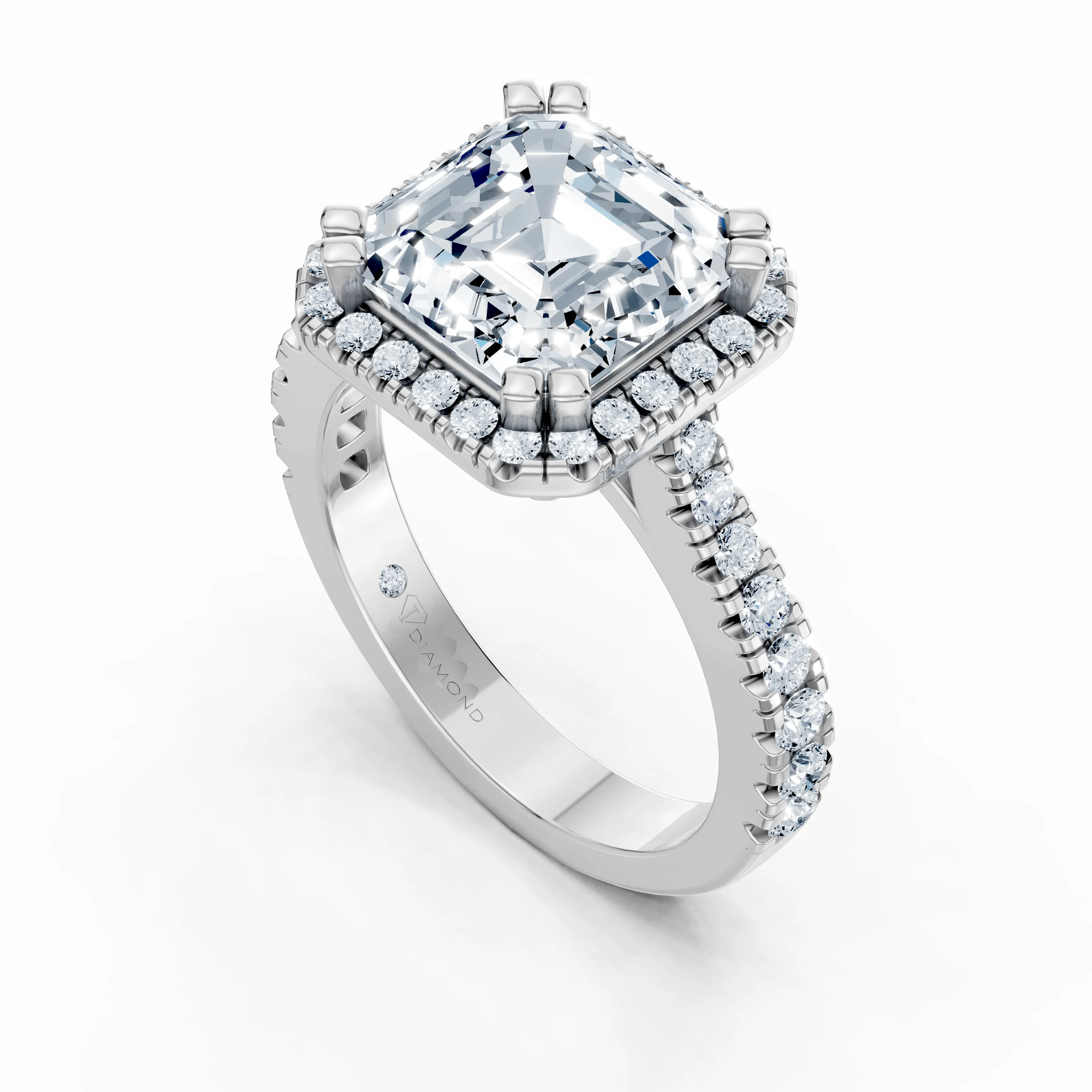 sera asscher halo pave ring - gallery - 4