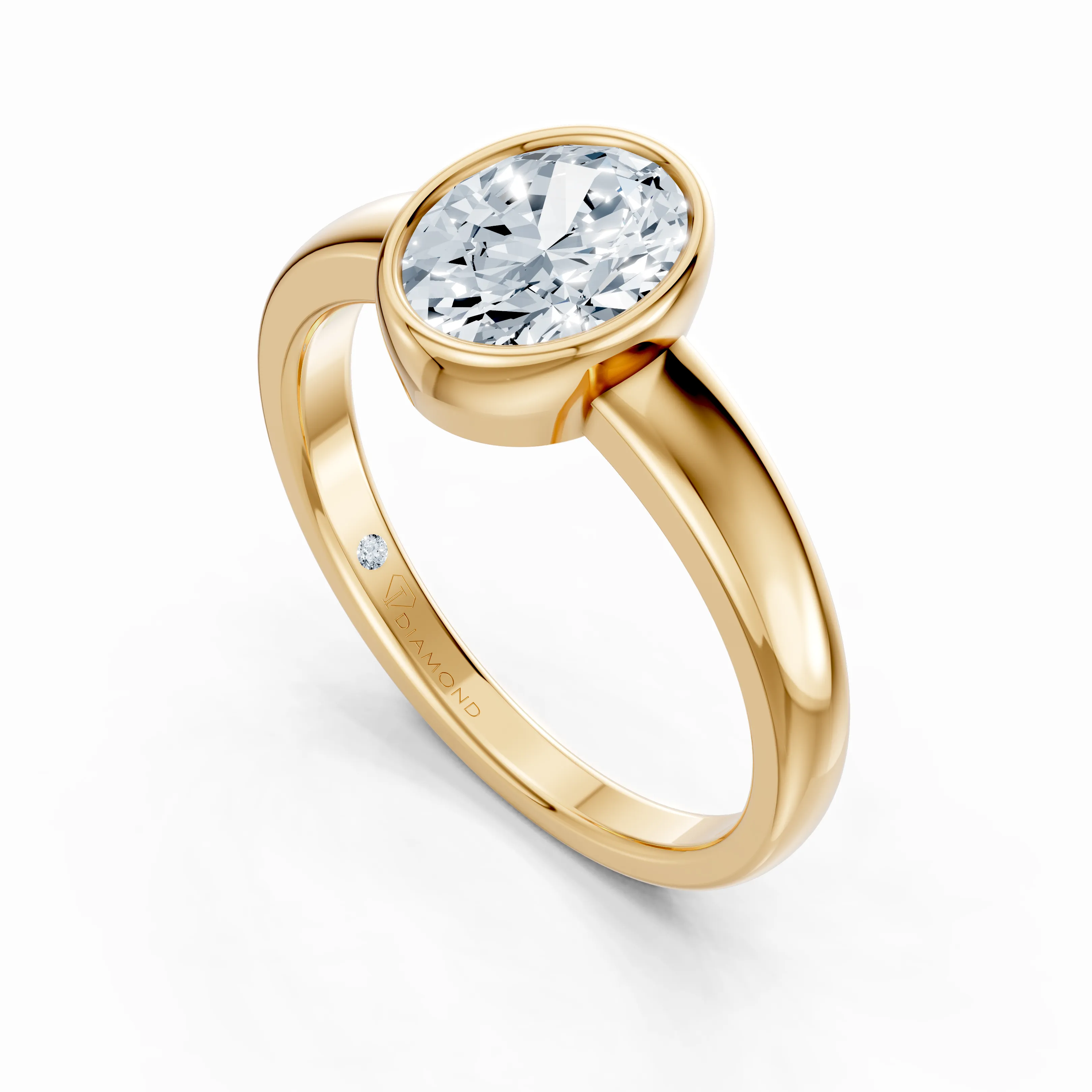 pure oval bezel solitaire - gallery - 5
