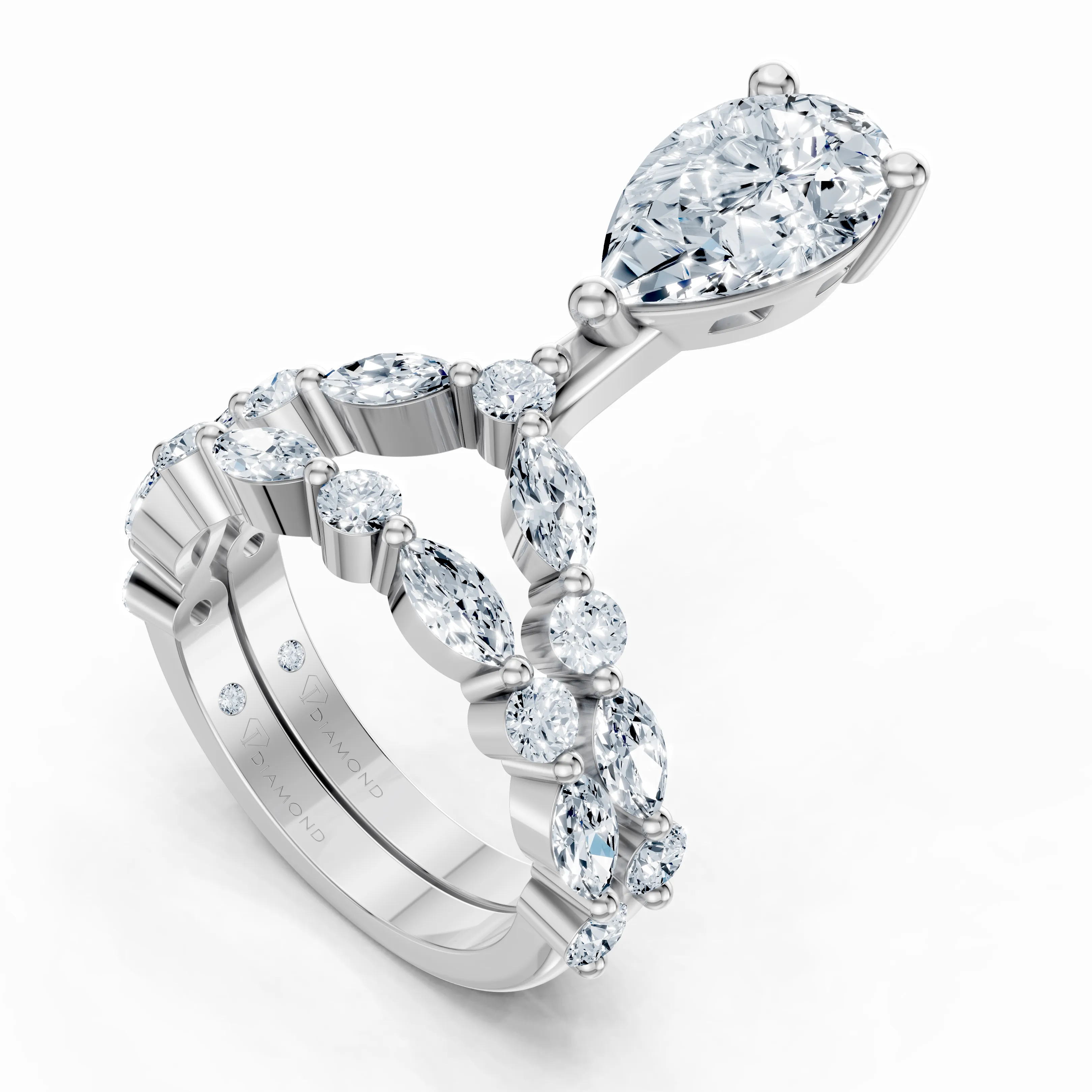 lunelle pear embrace ring set - gallery - 4