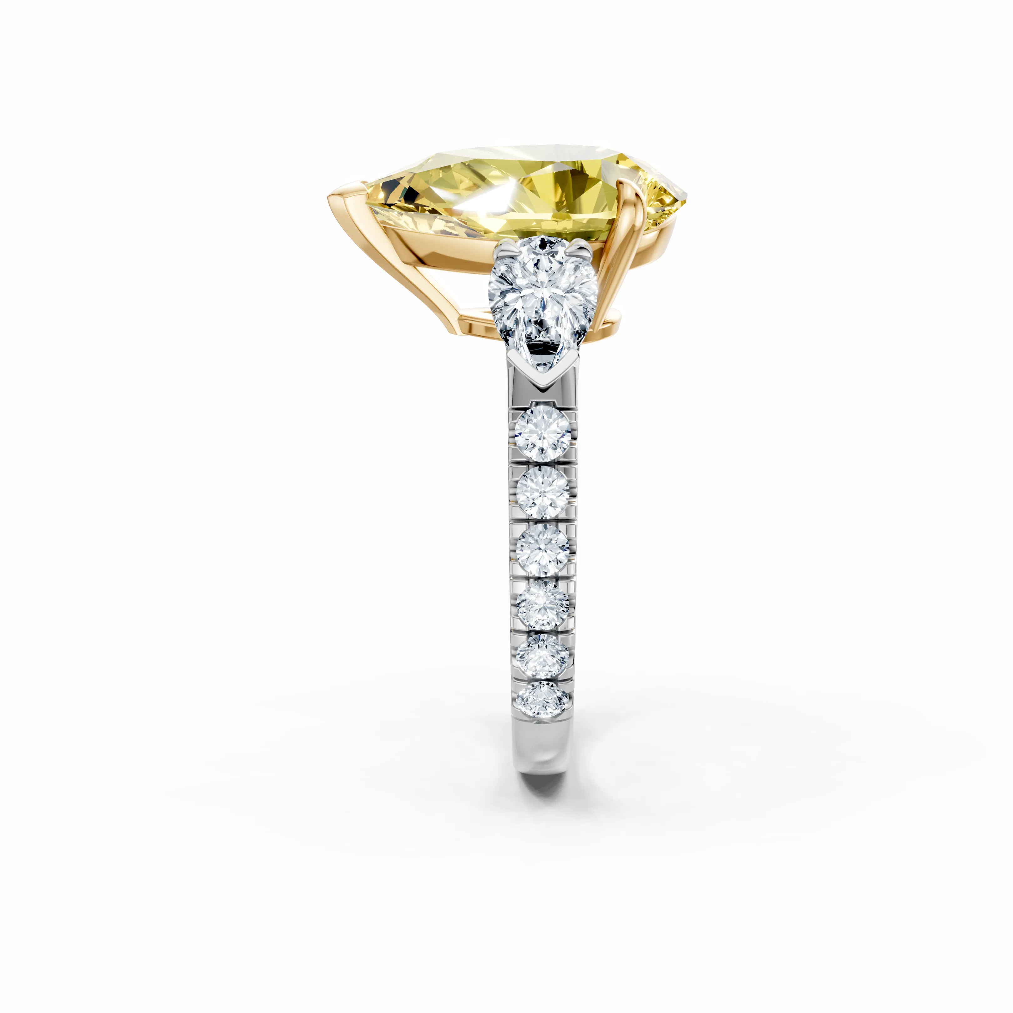 luminous crown pear trio ring - gallery - 3