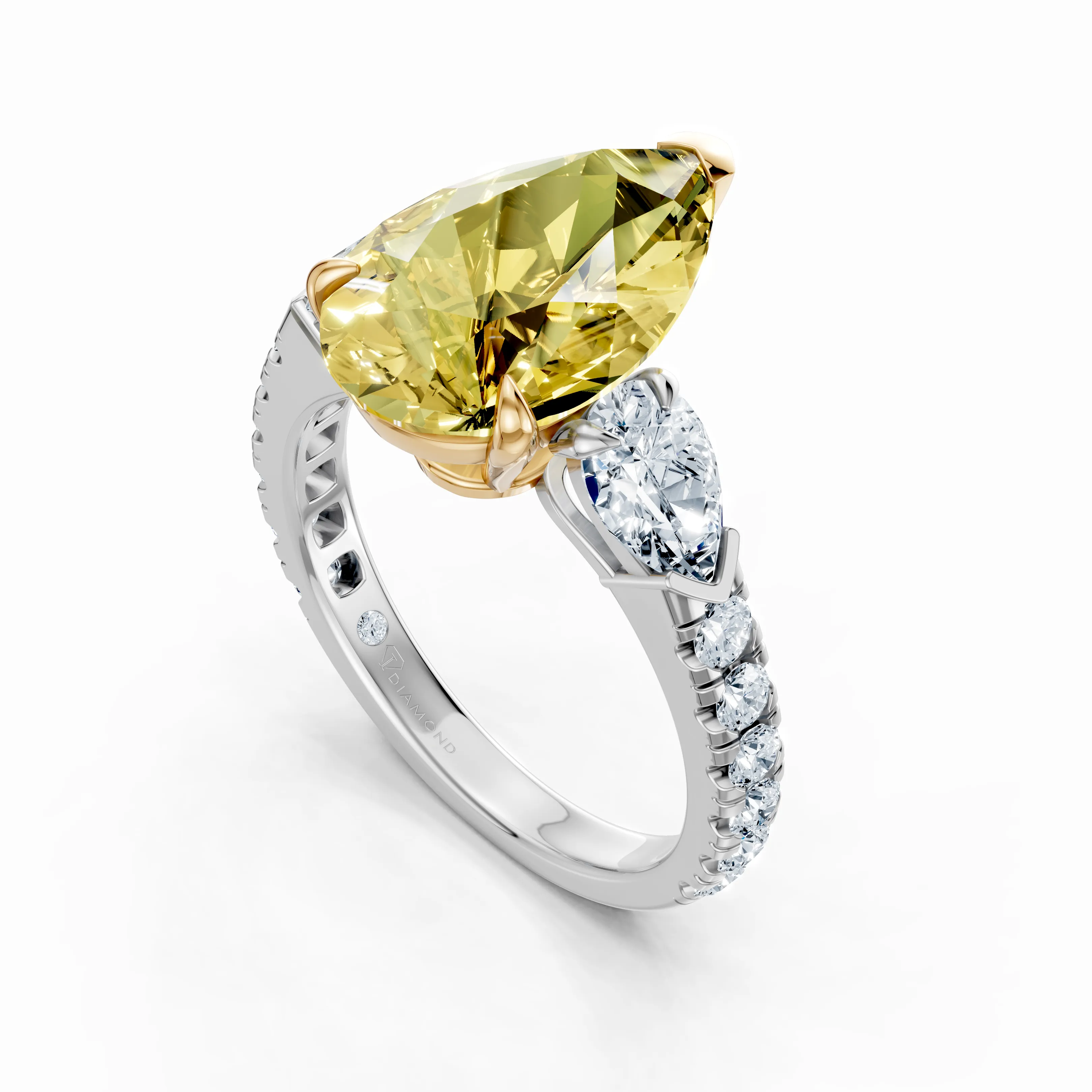 luminous crown pear trio ring - gallery - 4