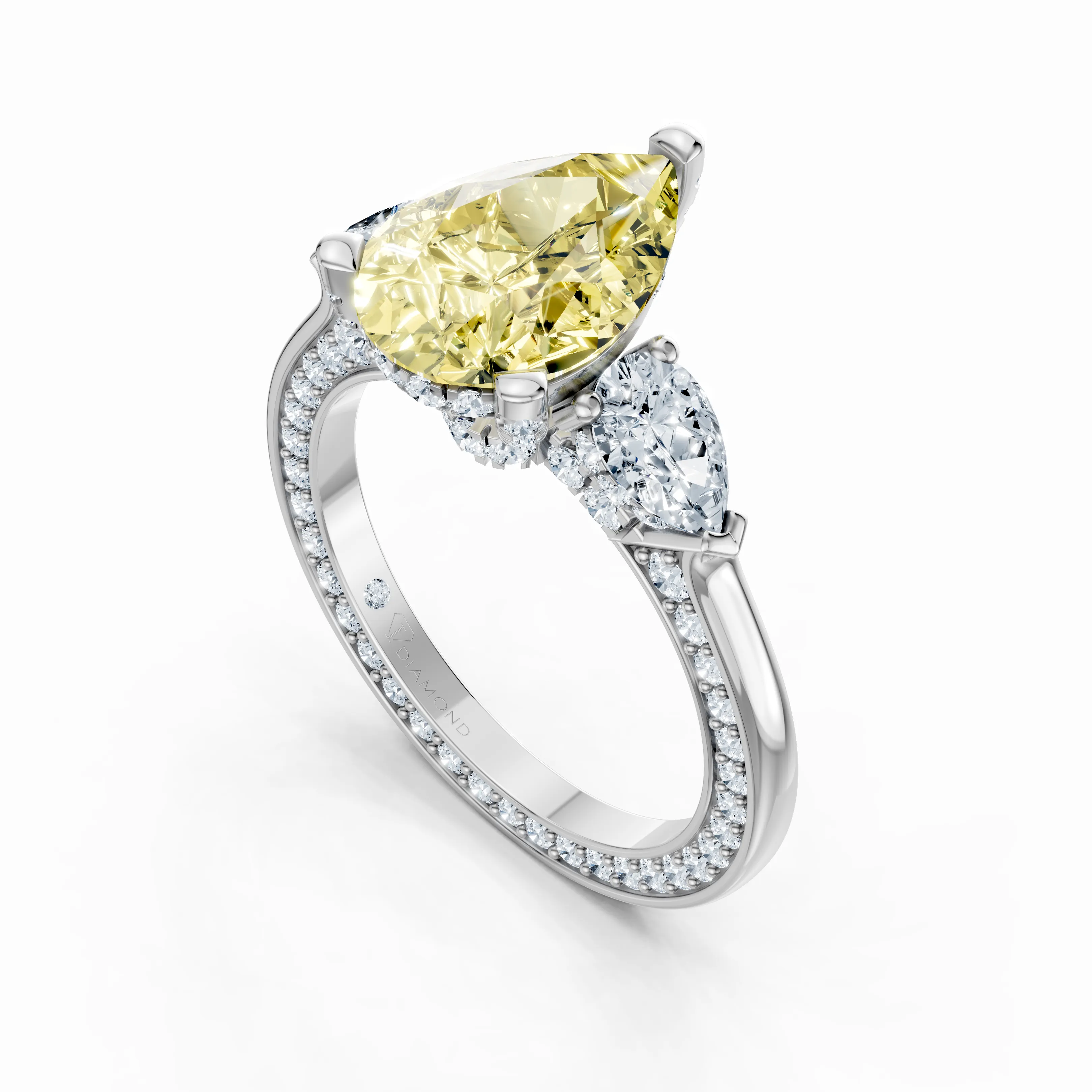 radiant whisper pear trio ring - gallery - 4