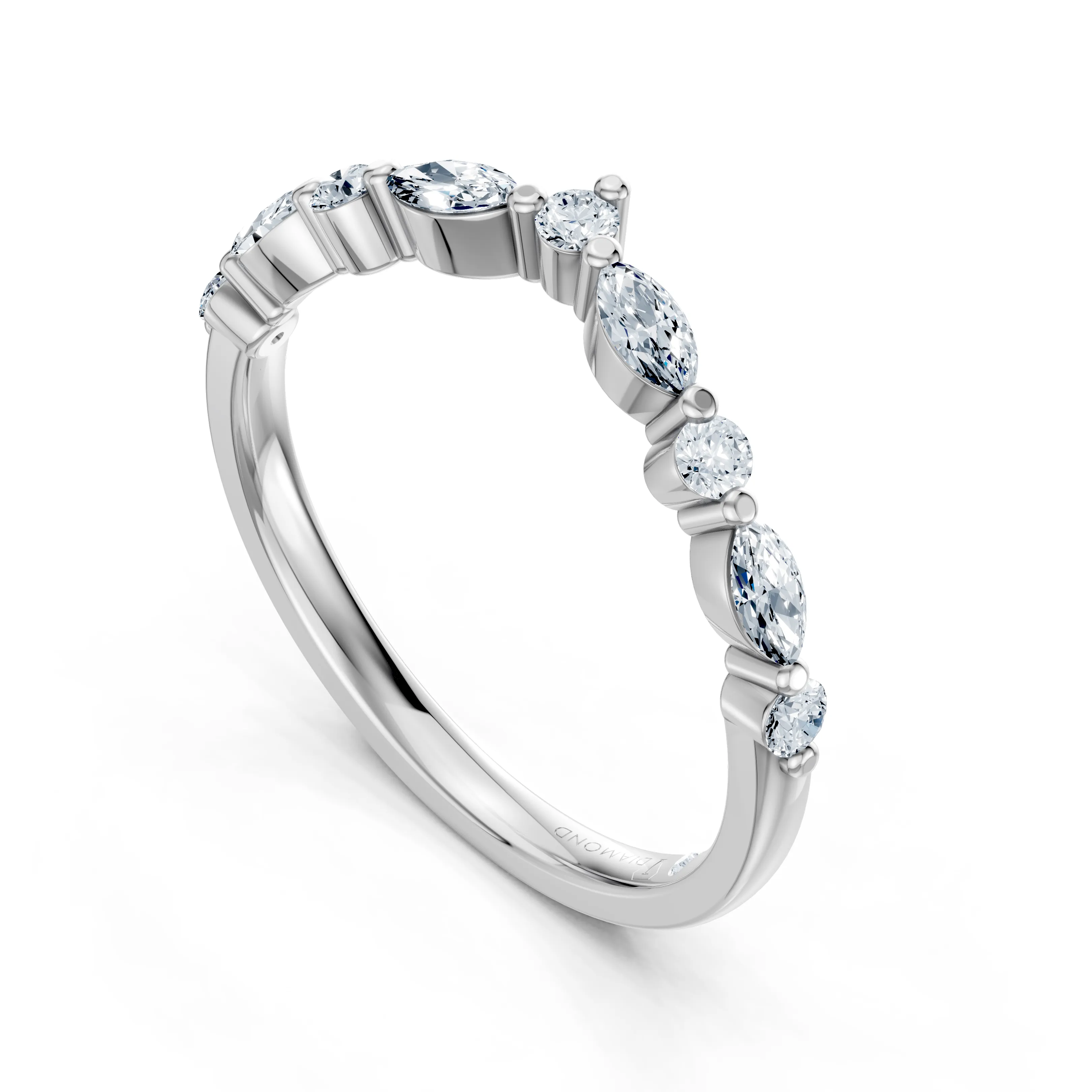 versailles curved stackable diamond ring - gallery - 5