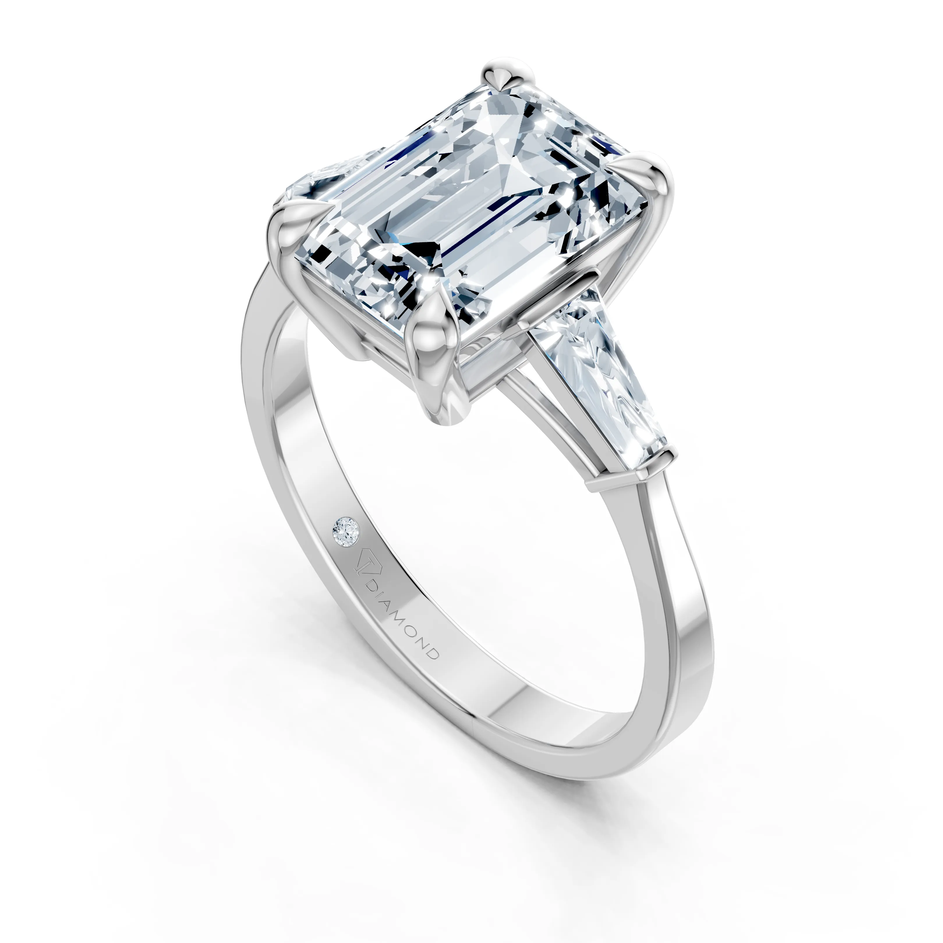 celestara emerald trio solitaire ring - gallery - 4