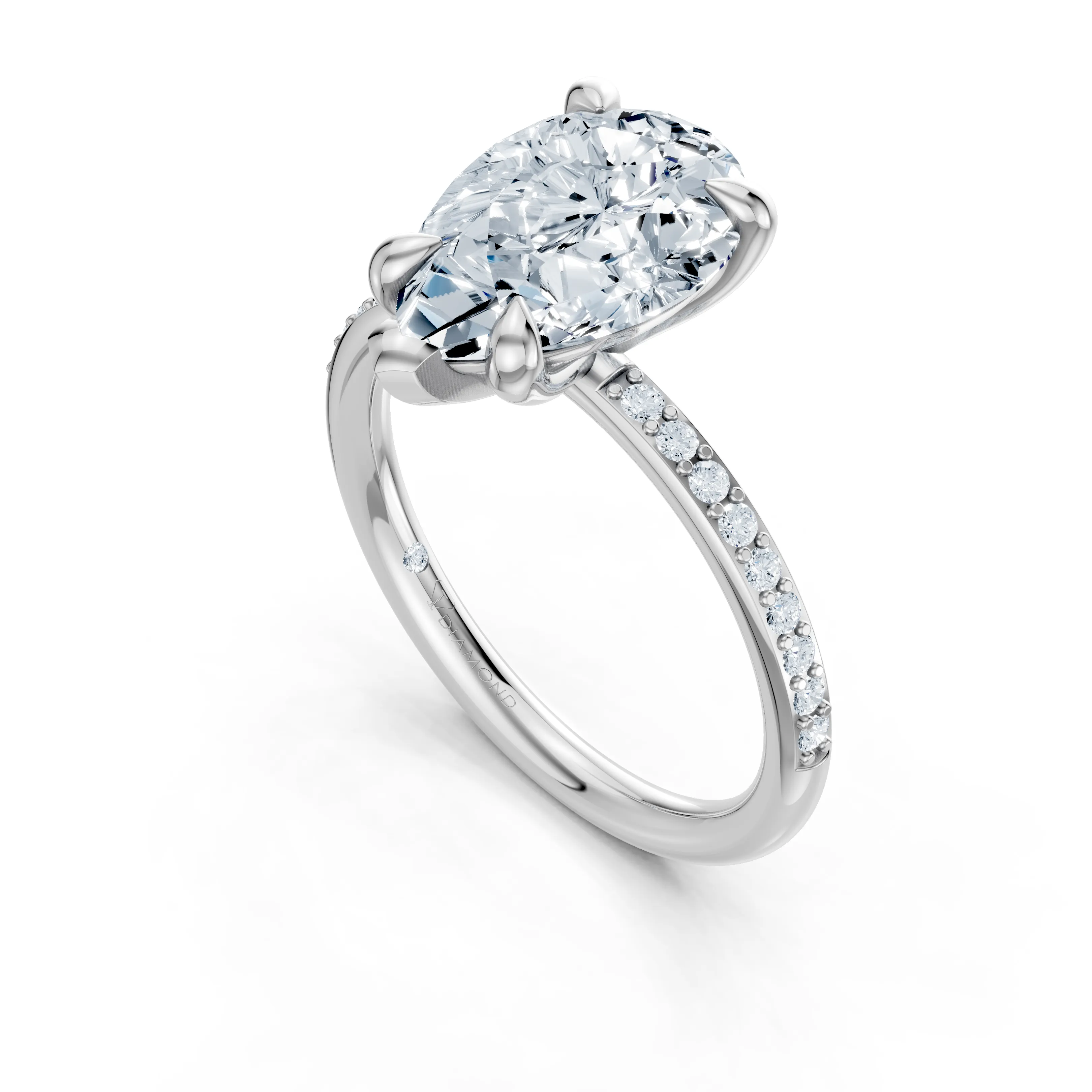 elara pear solitaire pave diamond ring - gallery - 6