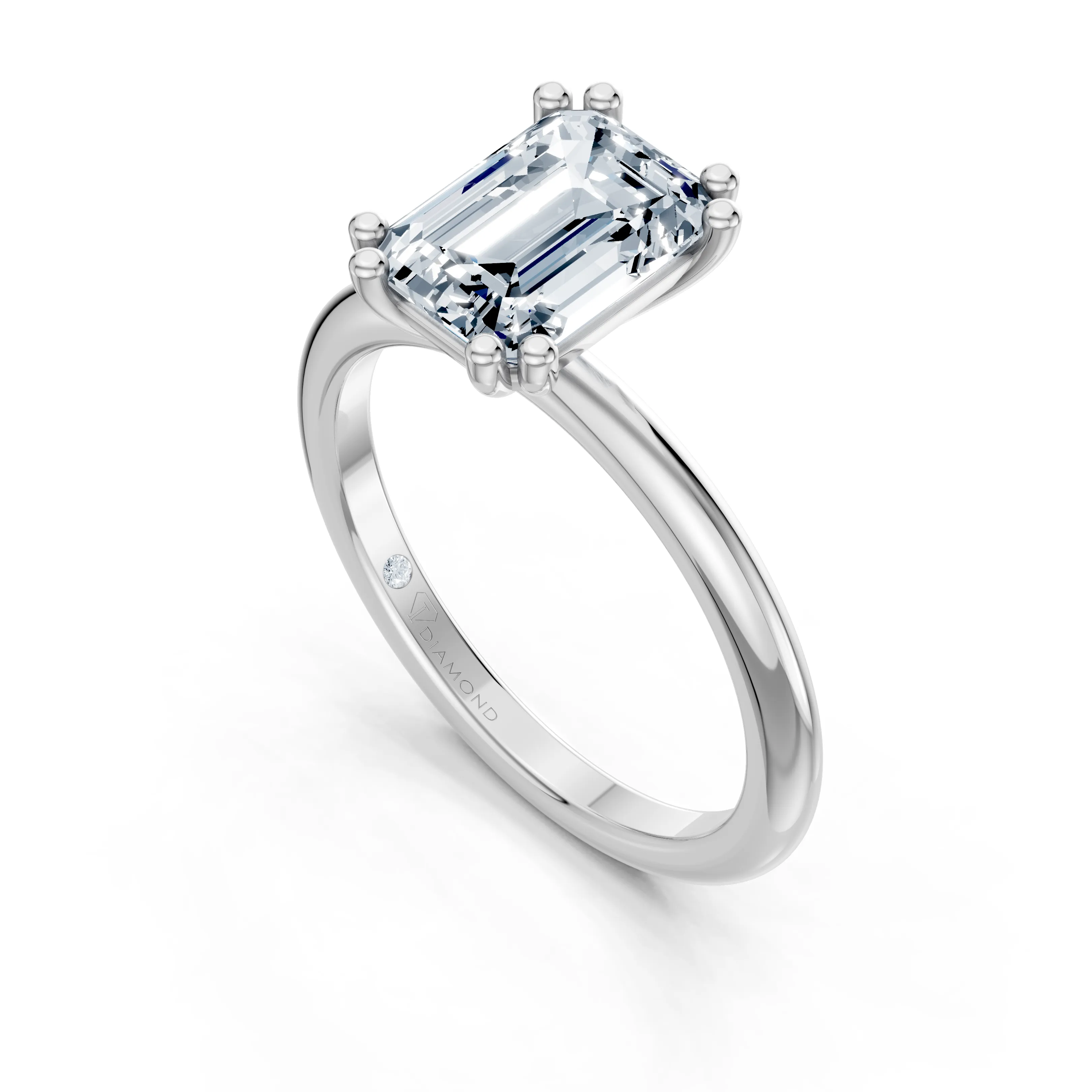 everelle emerald double prong solitaire ring - gallery - 4