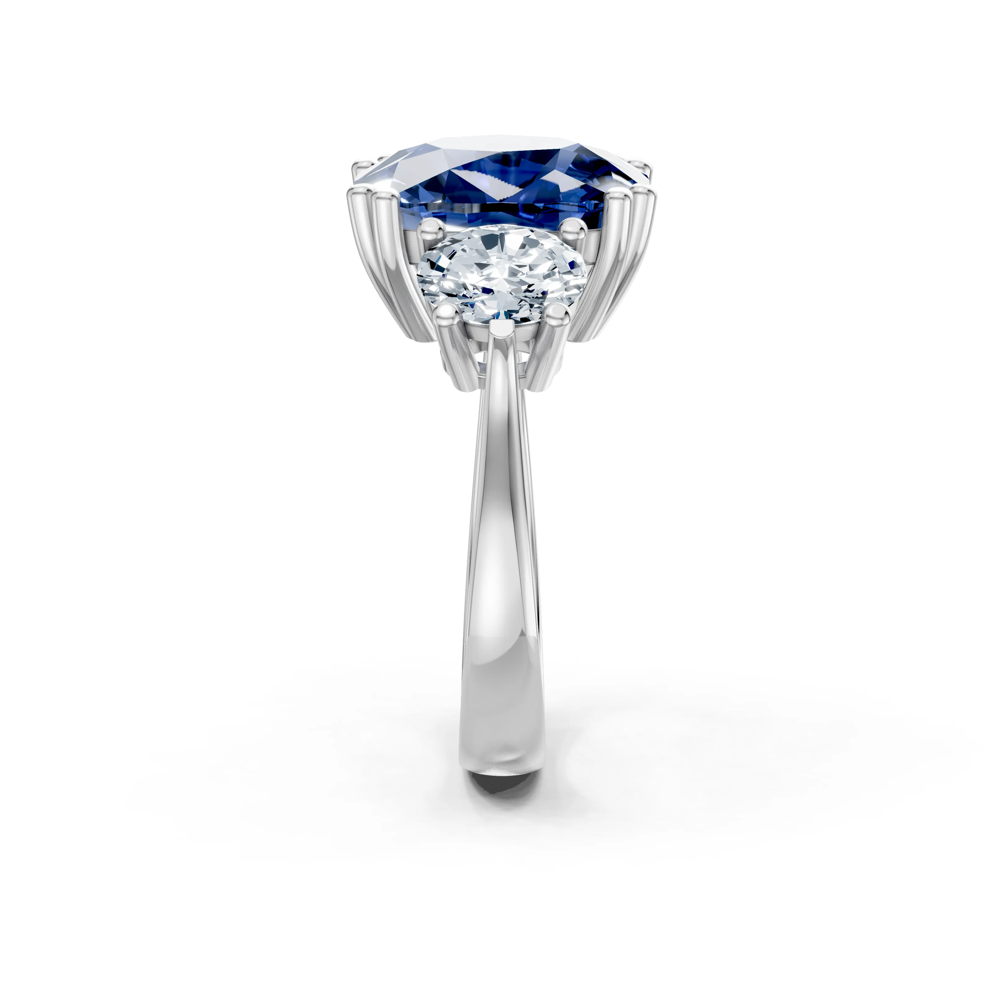 azmaria cushion blue sapphire trio ring - gallery - 3