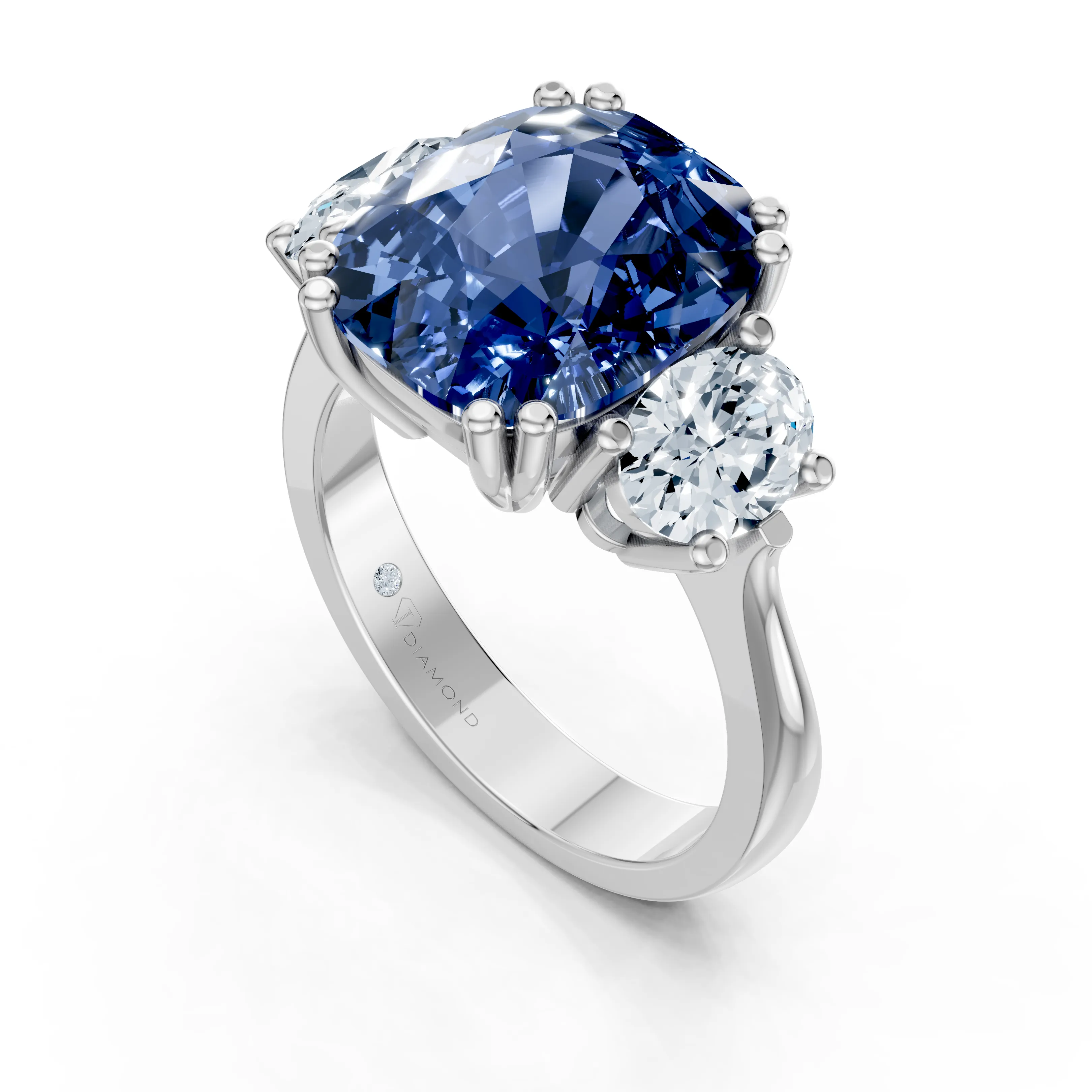 azmaria cushion blue sapphire trio ring - gallery - 4