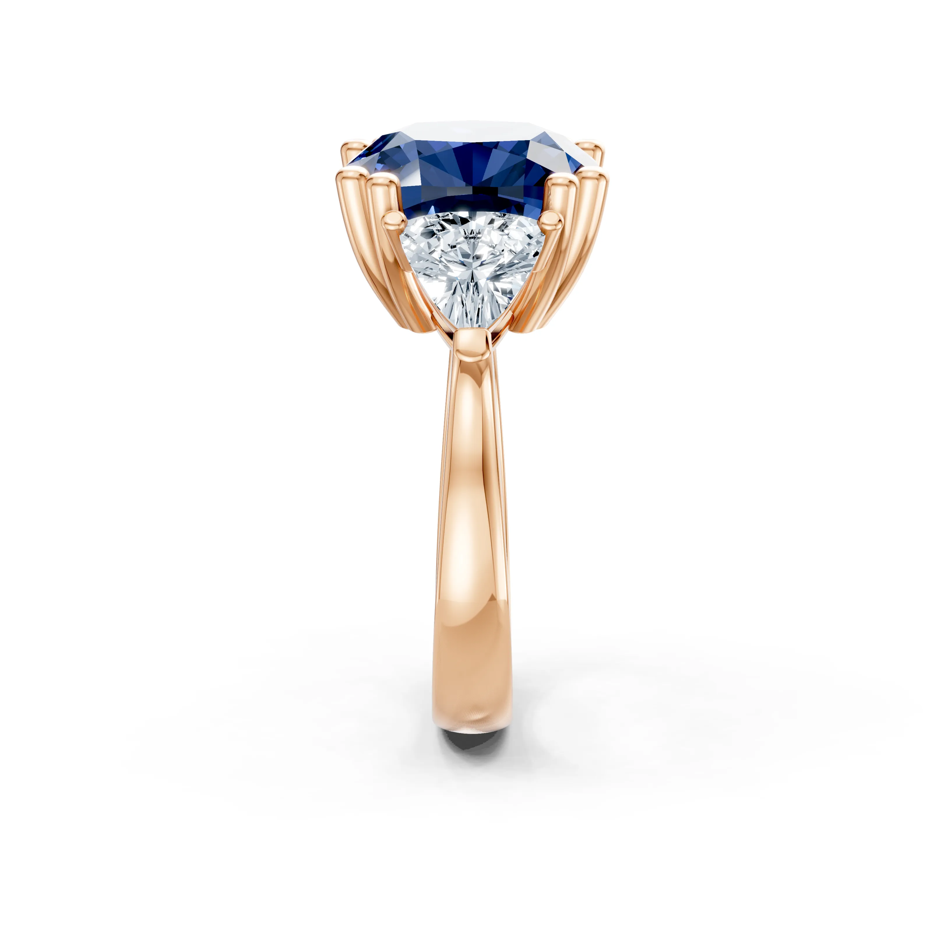 valmira cushion blue sapphire trio ring - gallery - 4
