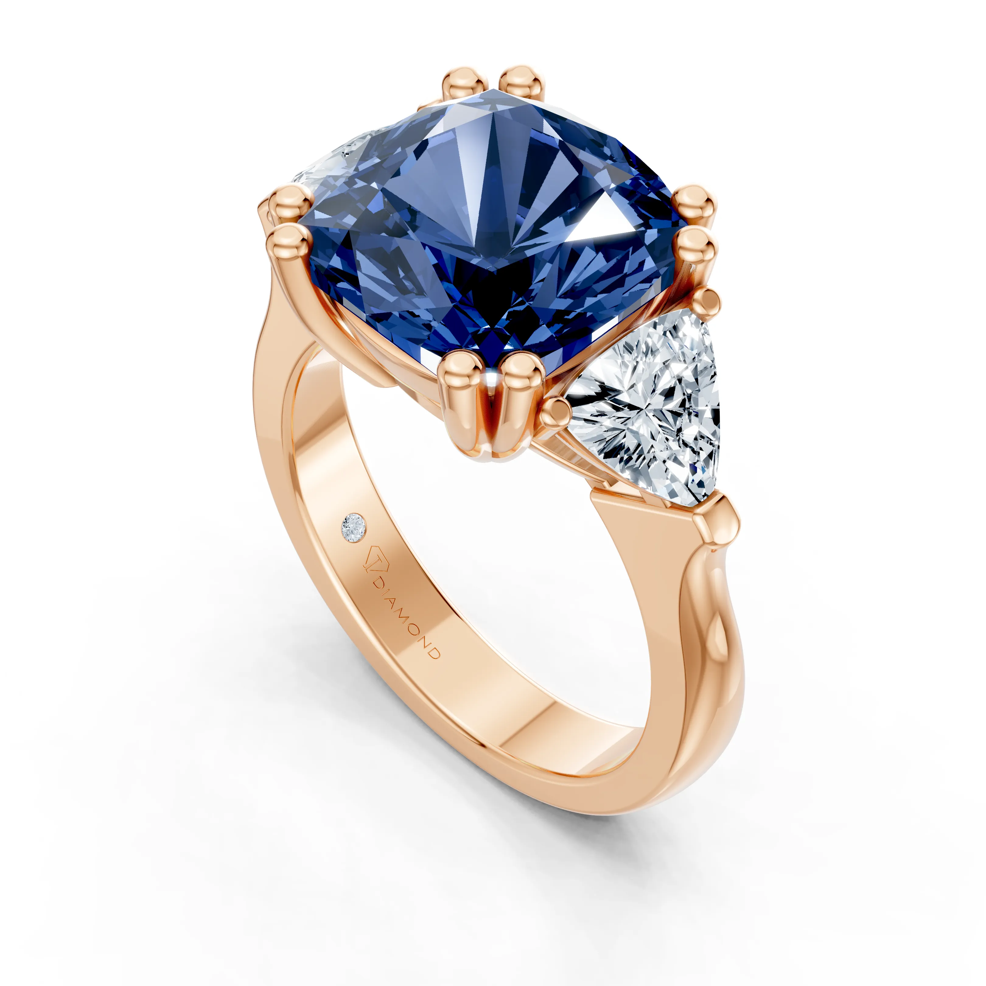 valmira cushion blue sapphire trio ring - gallery - 5