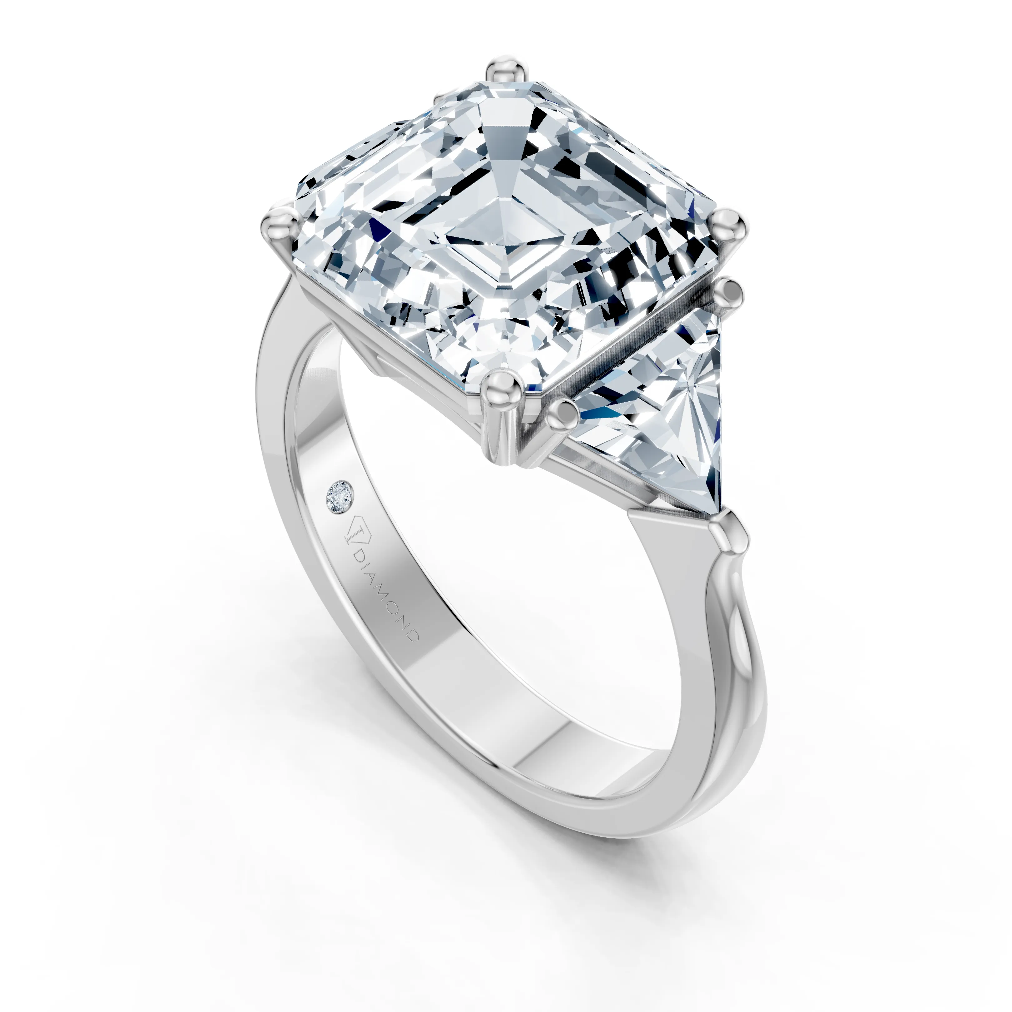 sylvianne asscher trio solitaire ring - gallery - 4