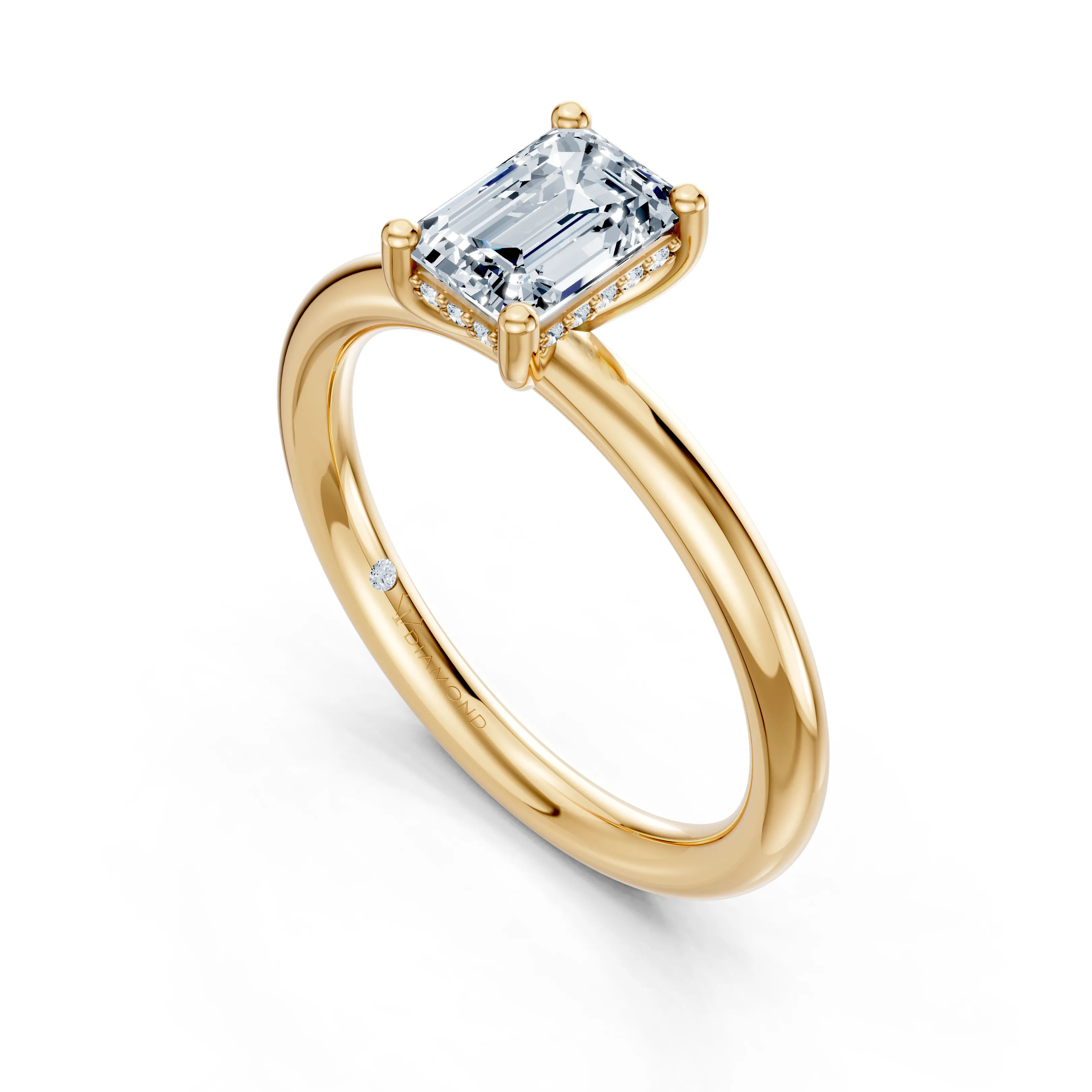 estellara emerald hidden halo ring - gallery - 5