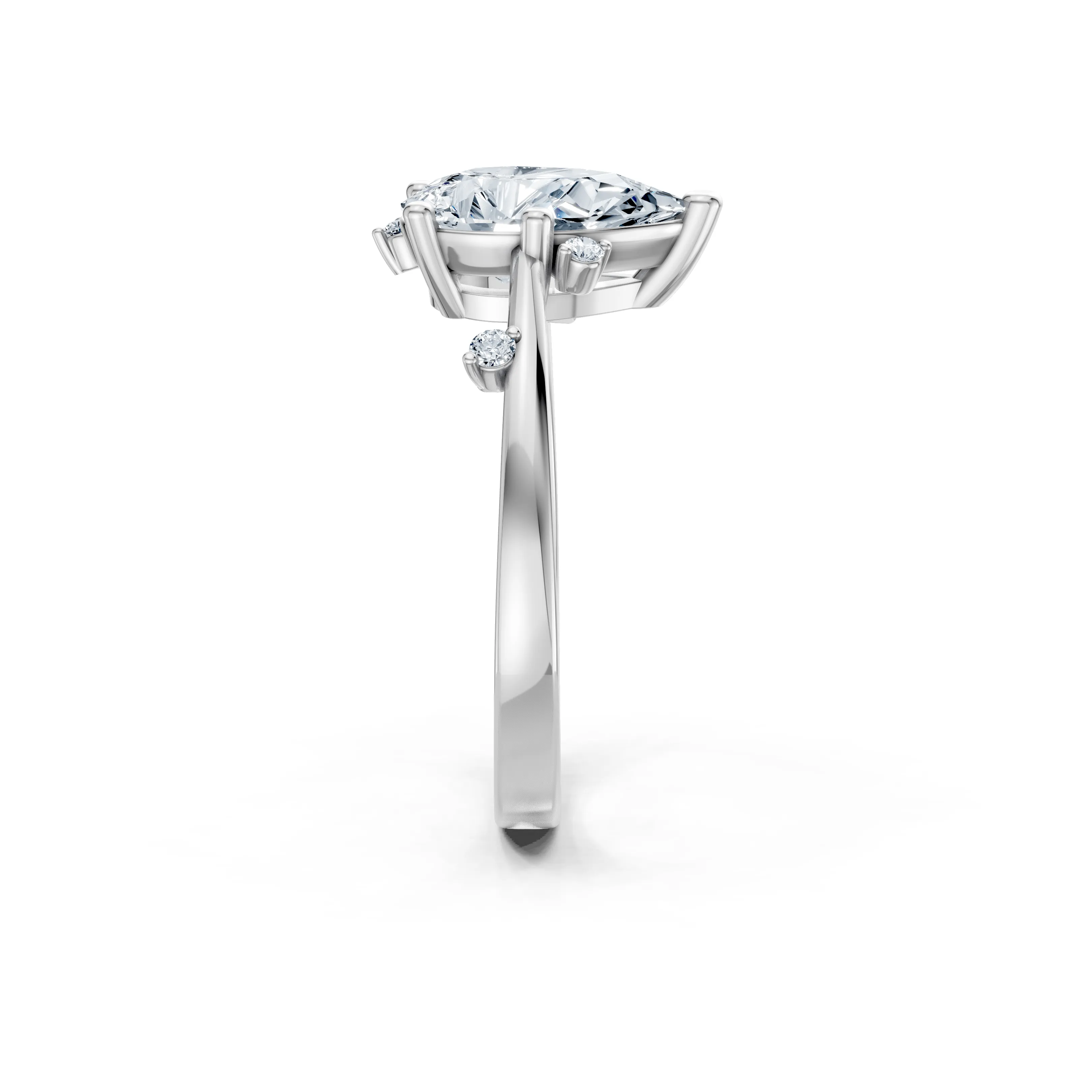 florelie pear floral solitaire ring - gallery - 4