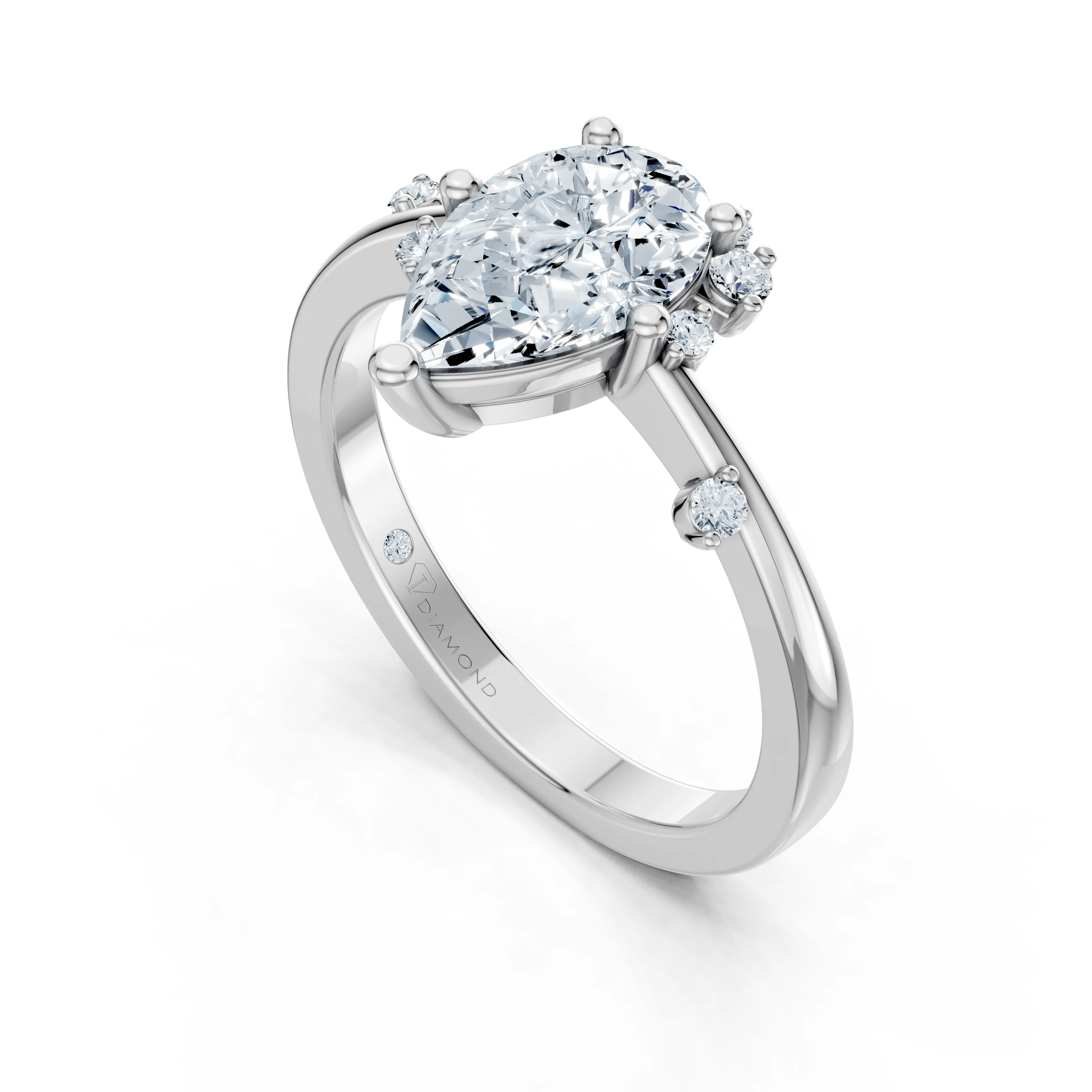florelie pear floral solitaire ring - gallery - 5
