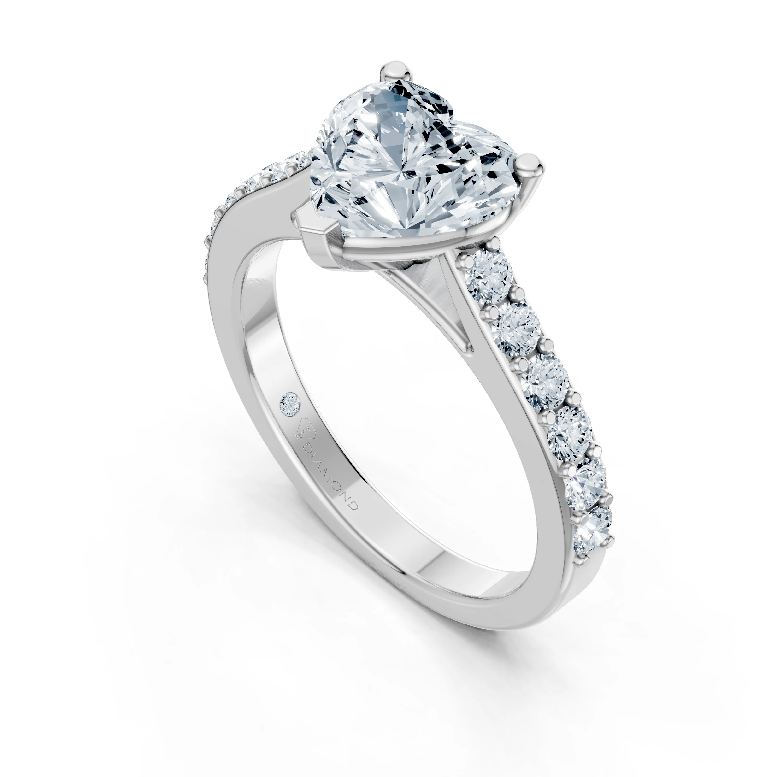 amorina heart solitaire pave ring - gallery - 5
