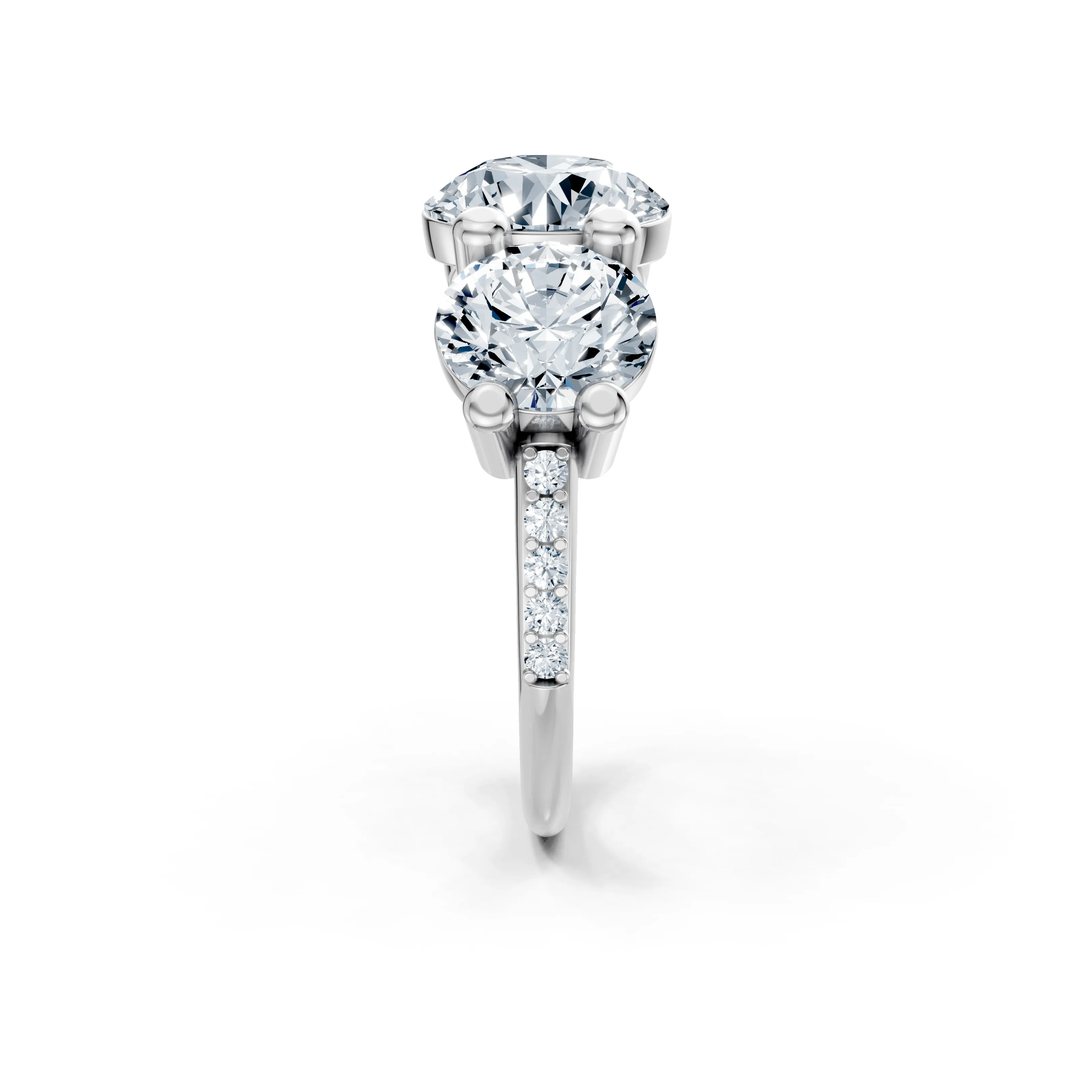 avellina round trio solitaire pave ring - gallery - 3