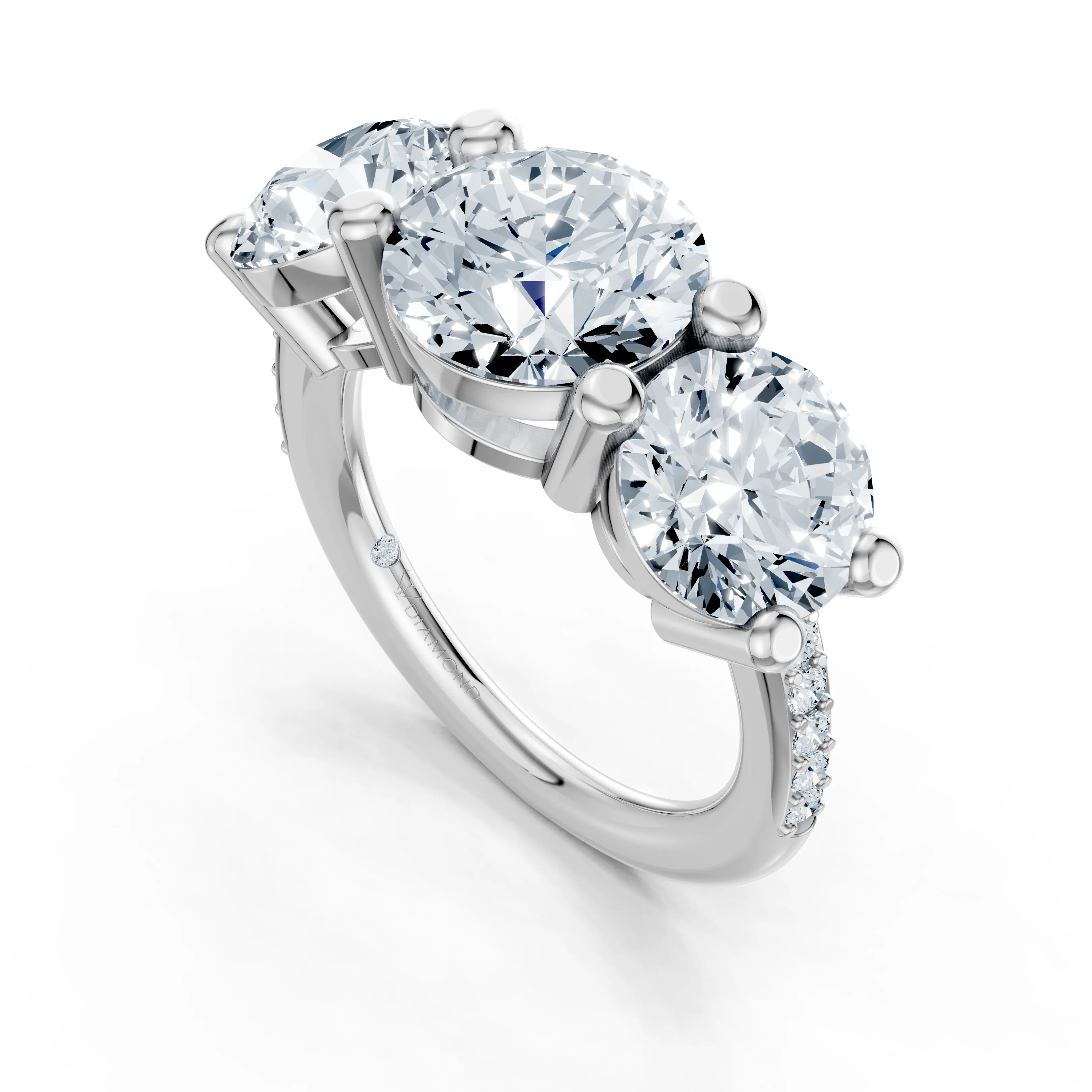 avellina round trio solitaire pave ring - gallery - 4