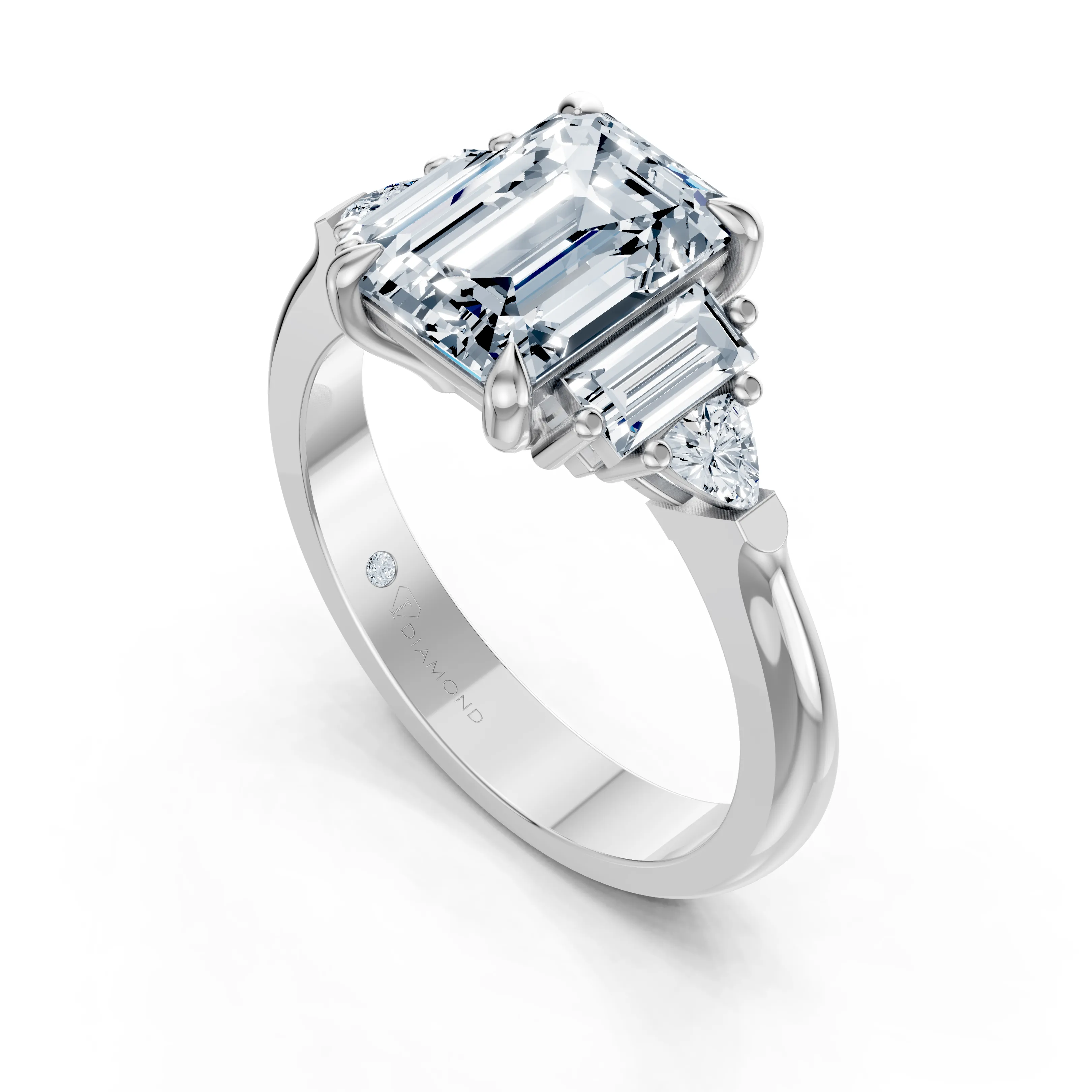 esmaralda emerald trio diamond ring - gallery - 5
