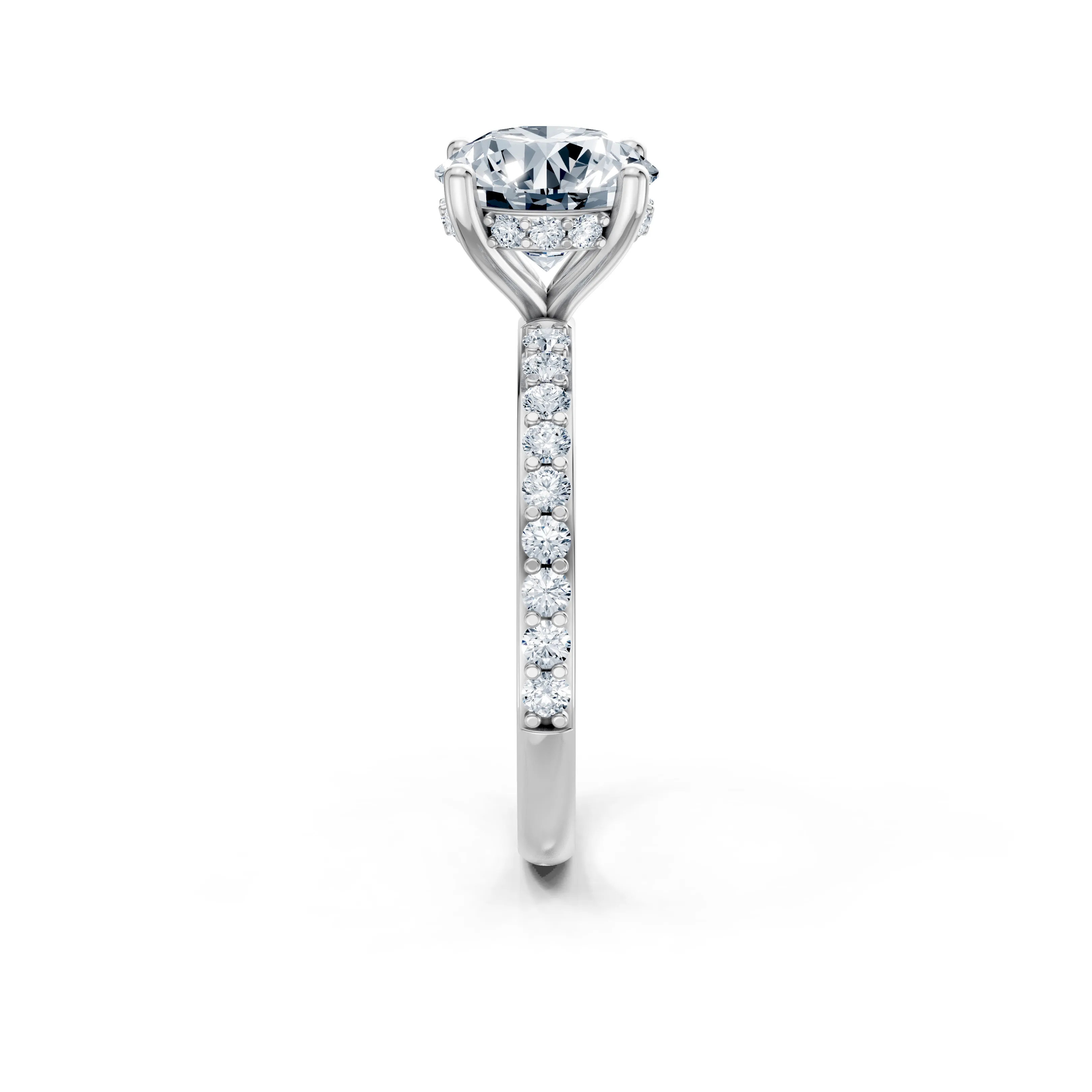 lumiera round hidden halo pave solitaire ring - gallery - 3