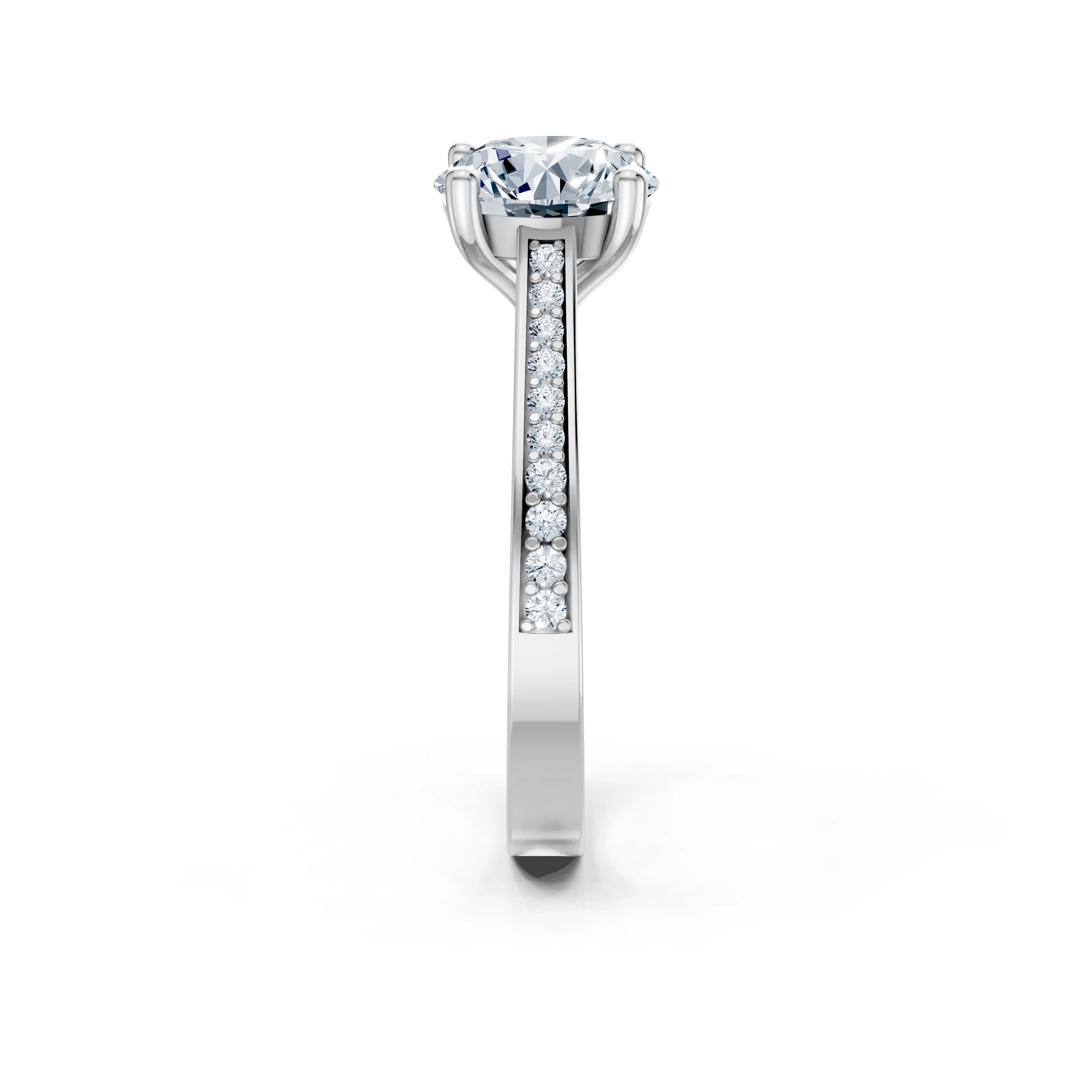 celestina round solitaire channel pave ring - gallery - 4