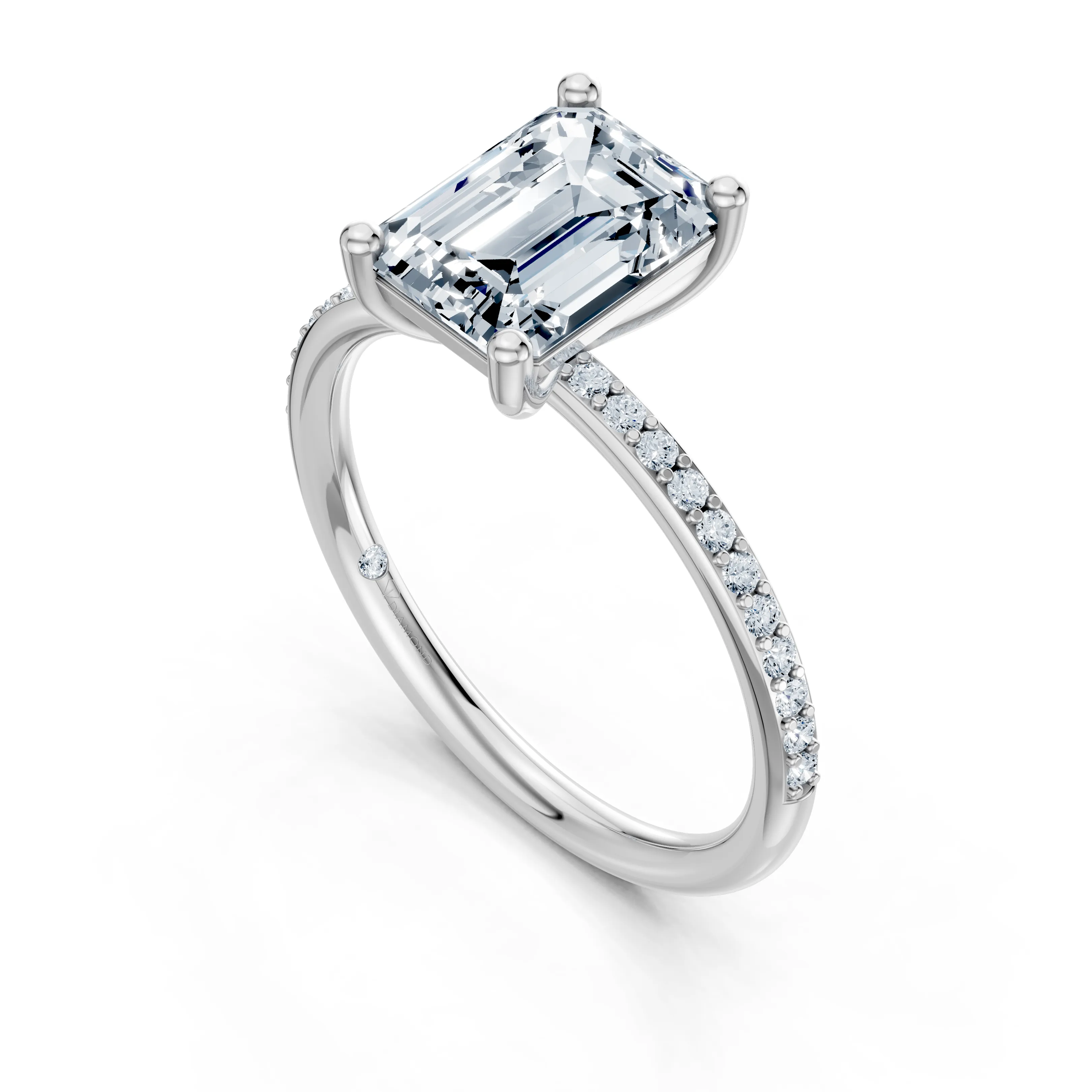 ondorelle pave emerald solitaire ring - gallery - 4