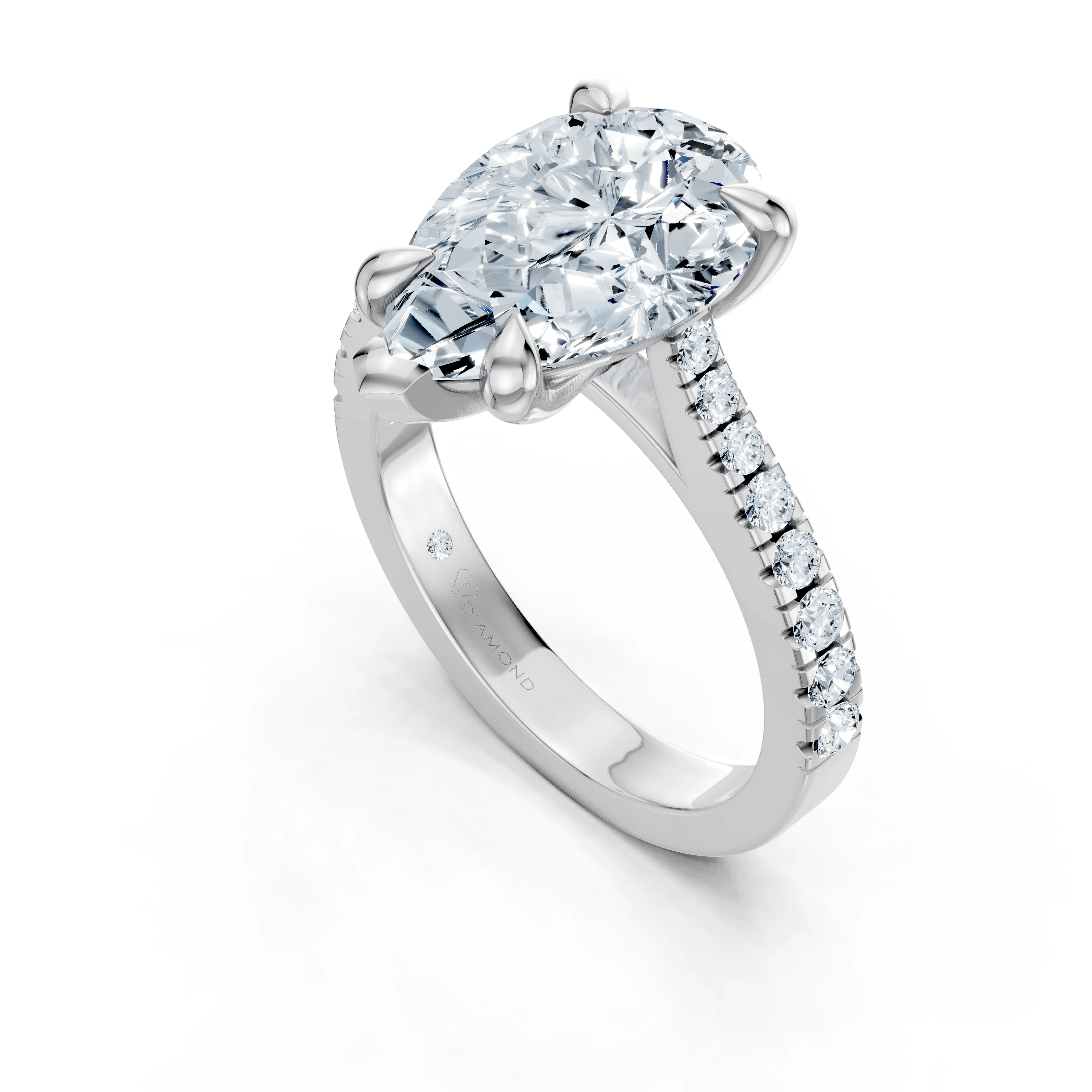 aurelie cathedral pear solitaire pave - gallery - 5