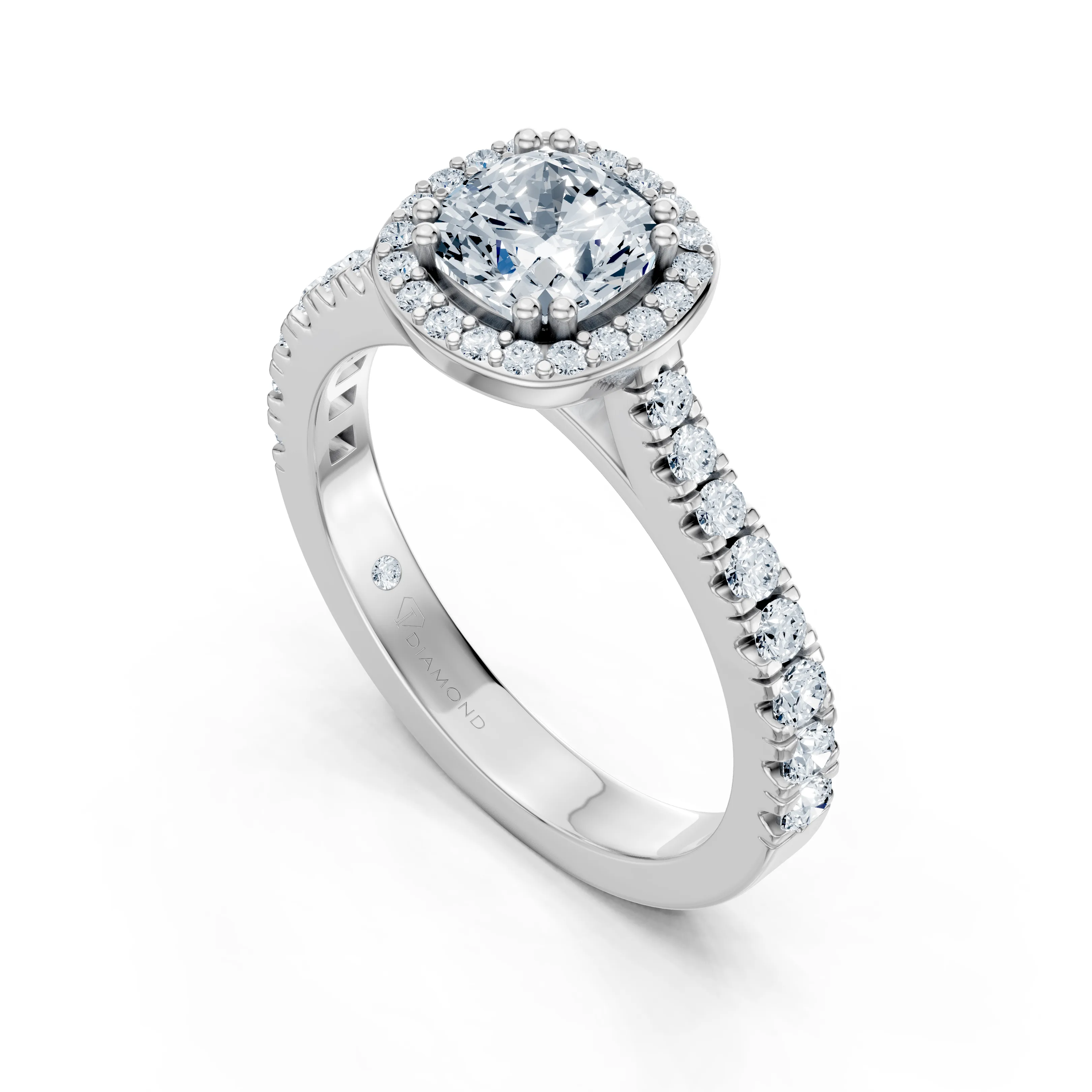 aurielle cushion halo pave ring - gallery - 5