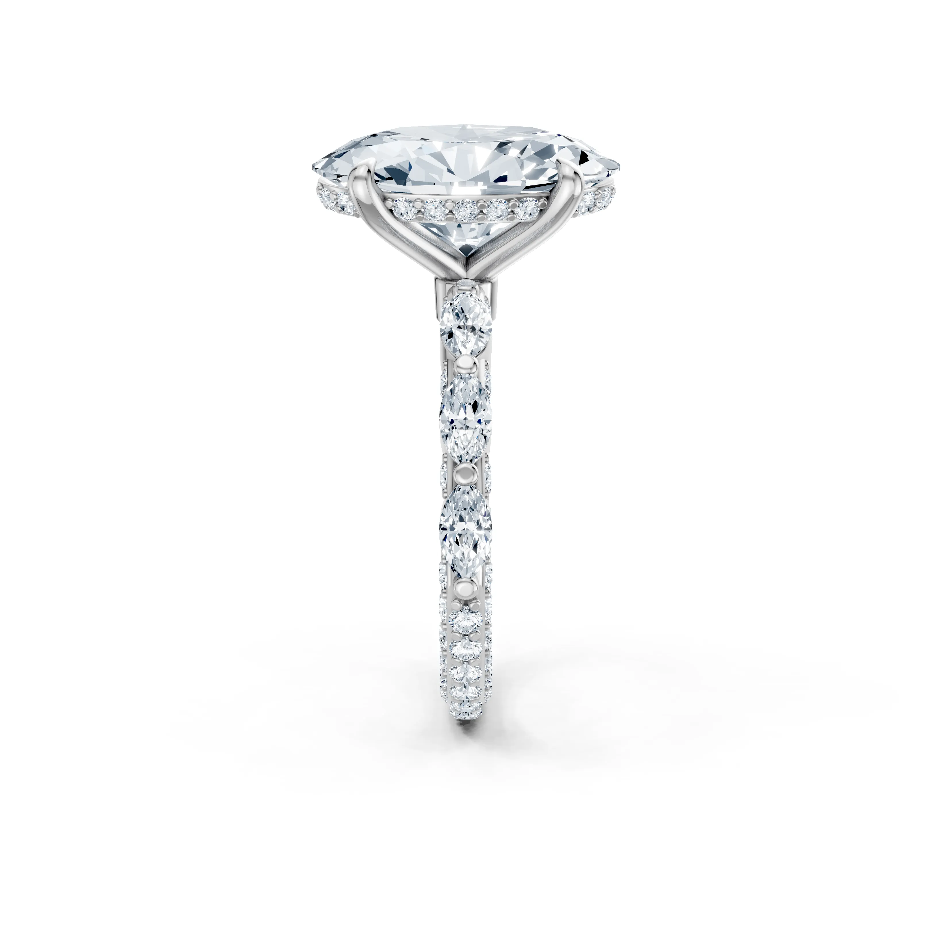 lumiera oval hidden halo ring - gallery - 4