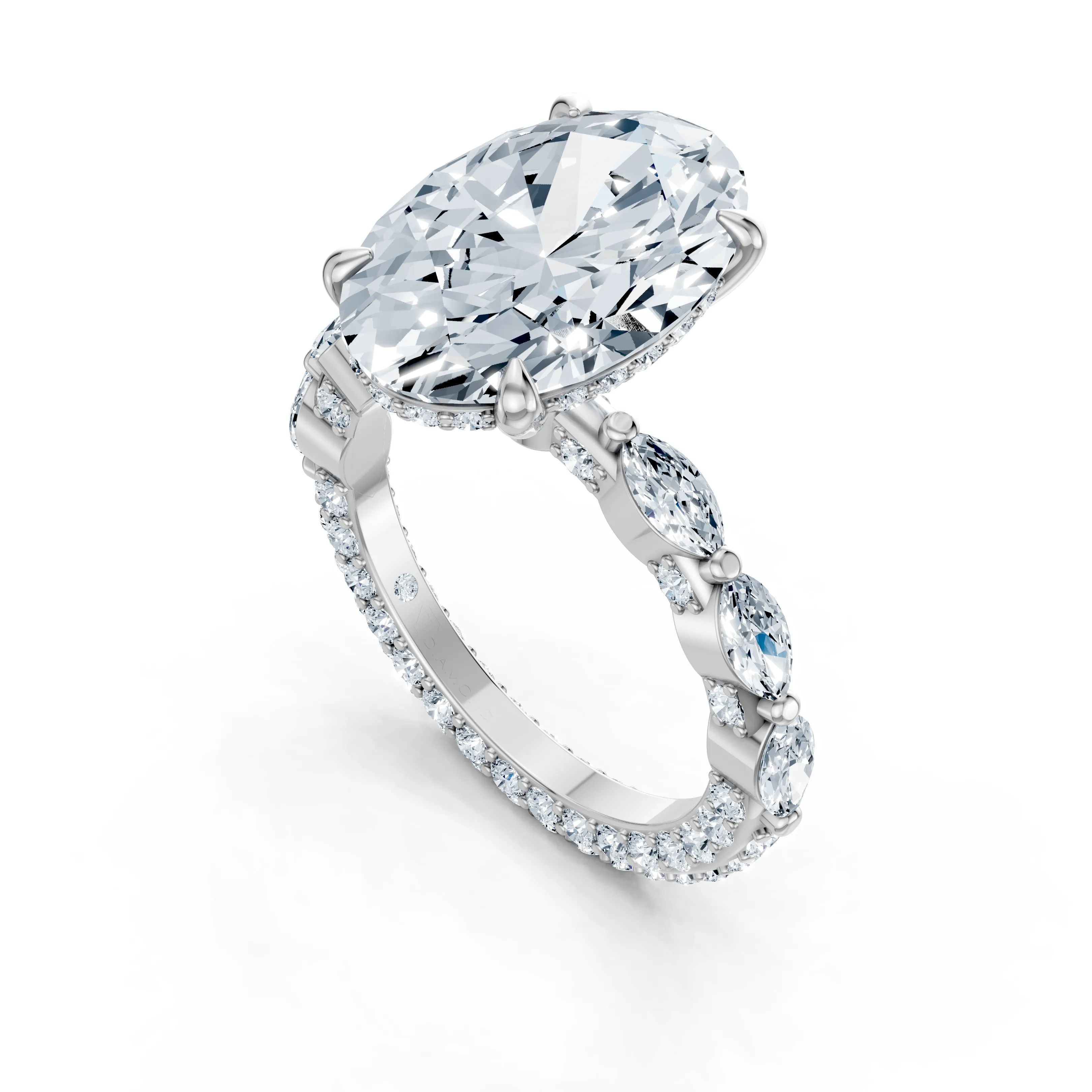 lumiera oval hidden halo ring - gallery - 5