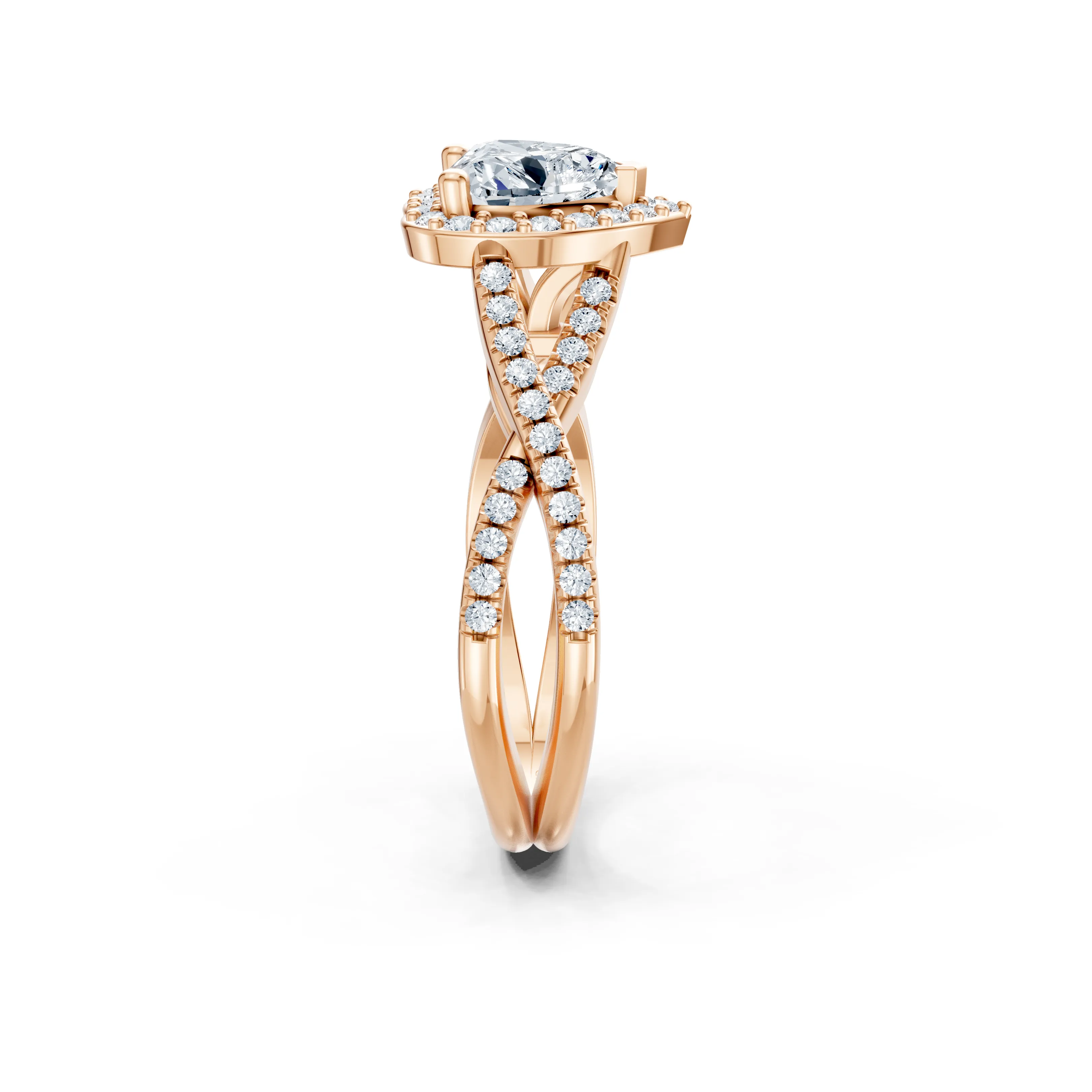 amore heart twist halo pave ring - gallery - 4