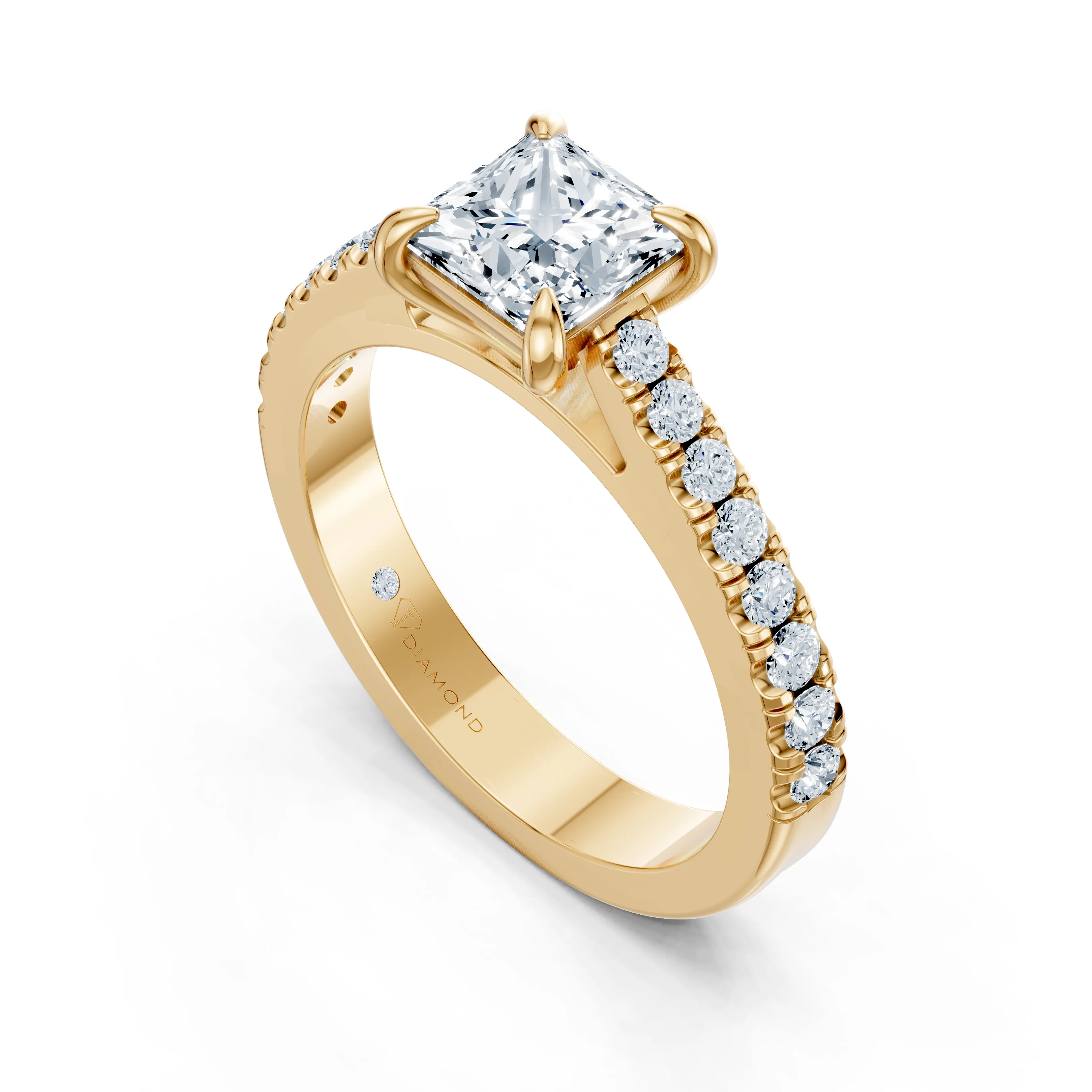 serena princess pave solitaire ring - gallery - 5