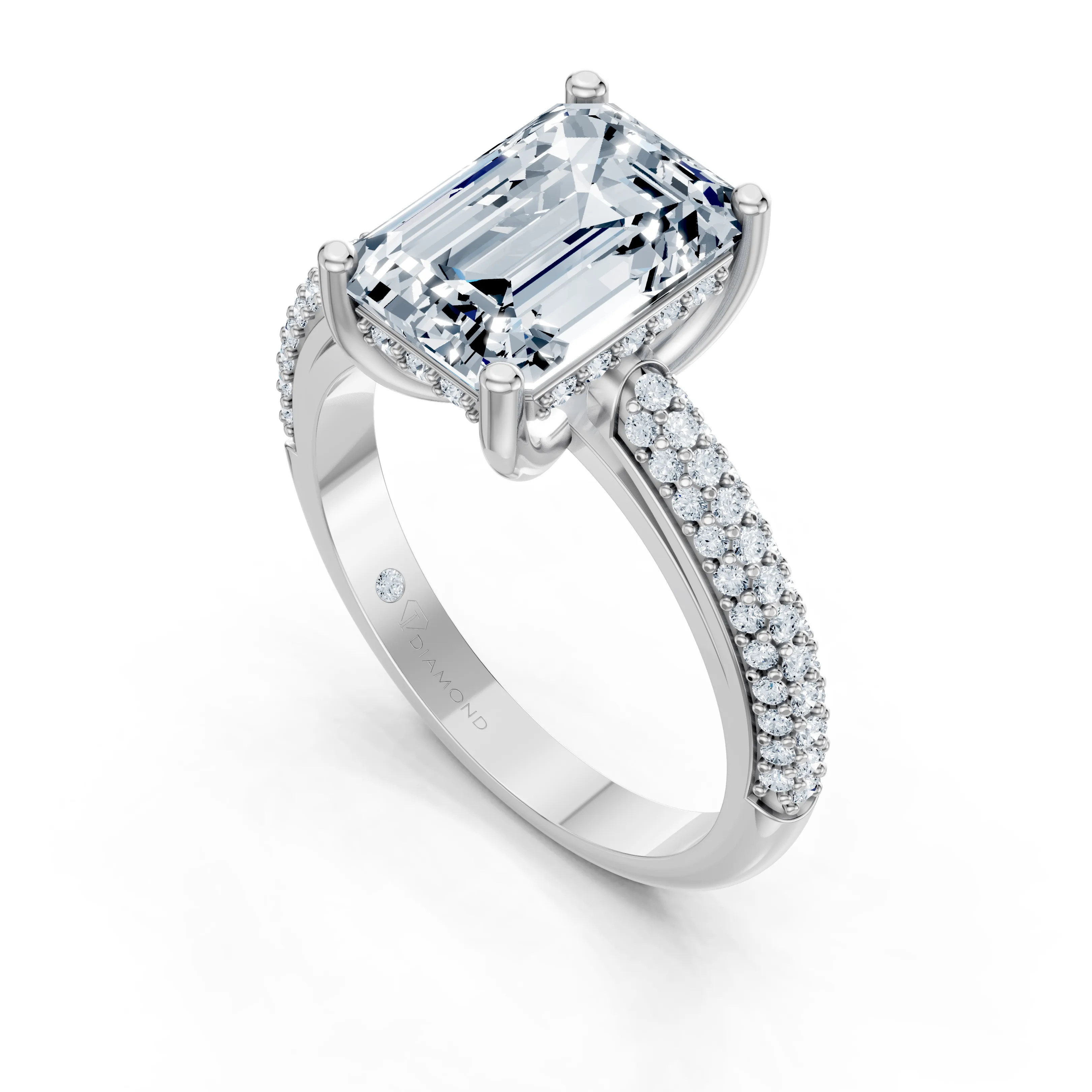 elowen emerald pave tapered solitaire ring - gallery - 6
