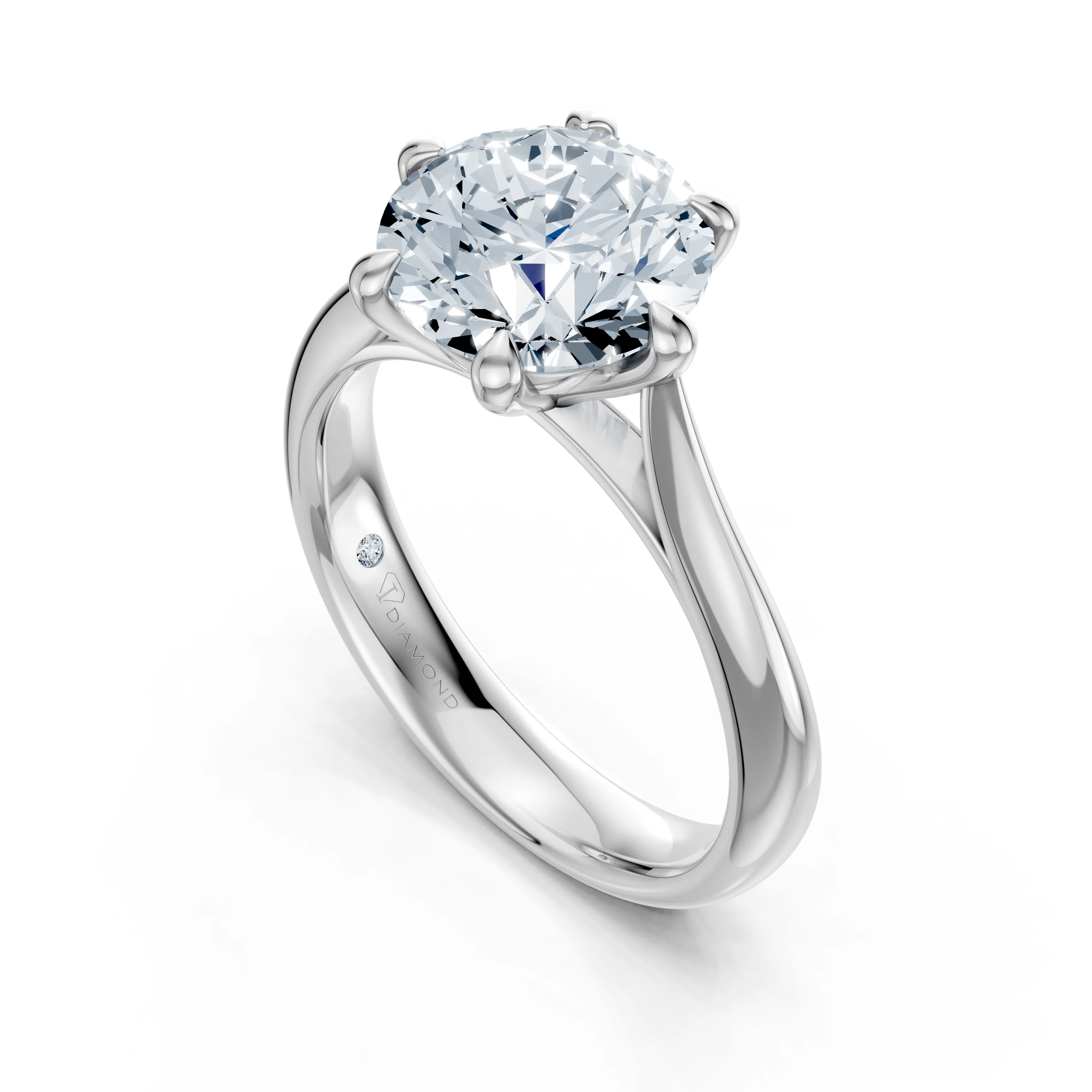serenata round cathedral solitaire ring - gallery - 4