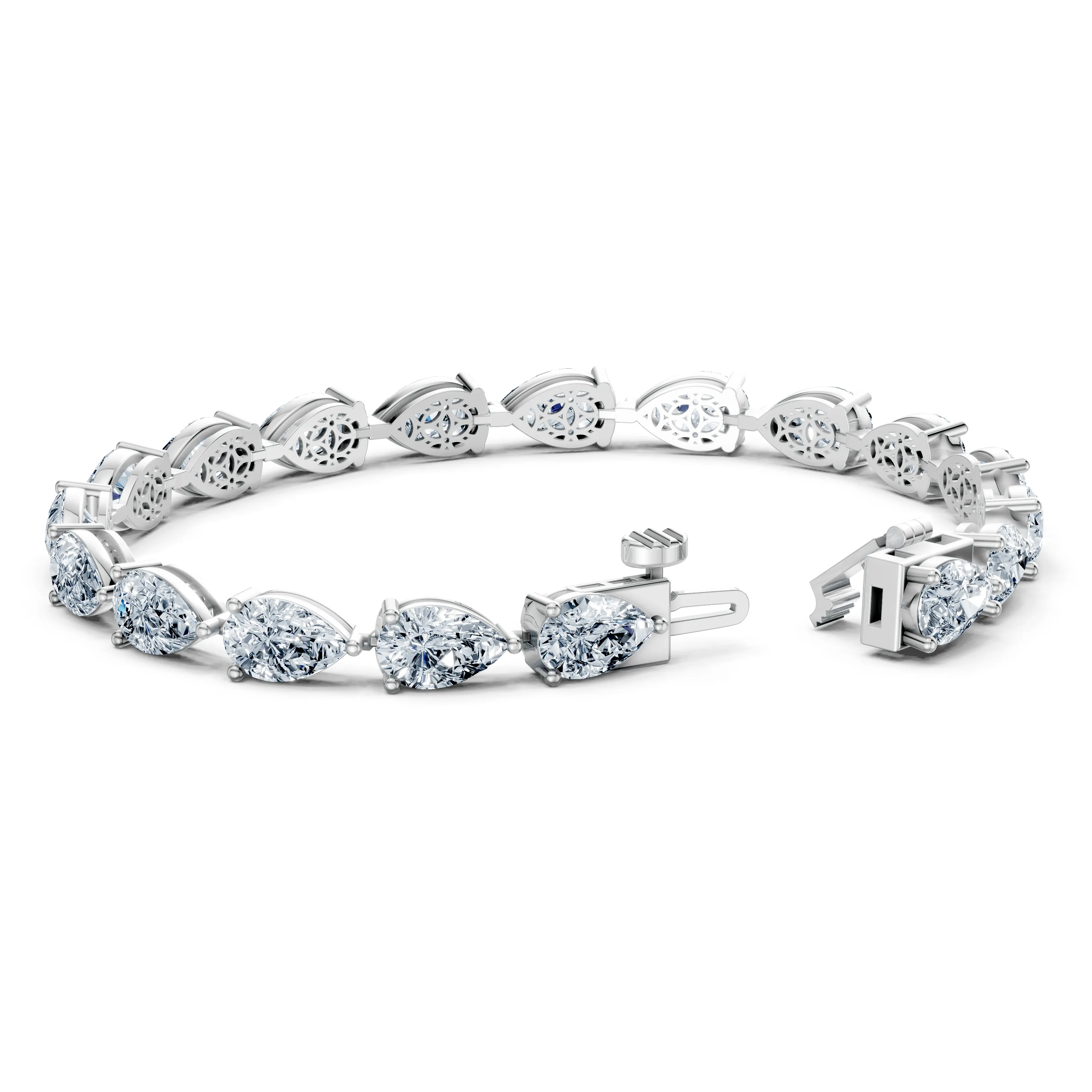 18 carat pear tennis bracelet - gallery - 5