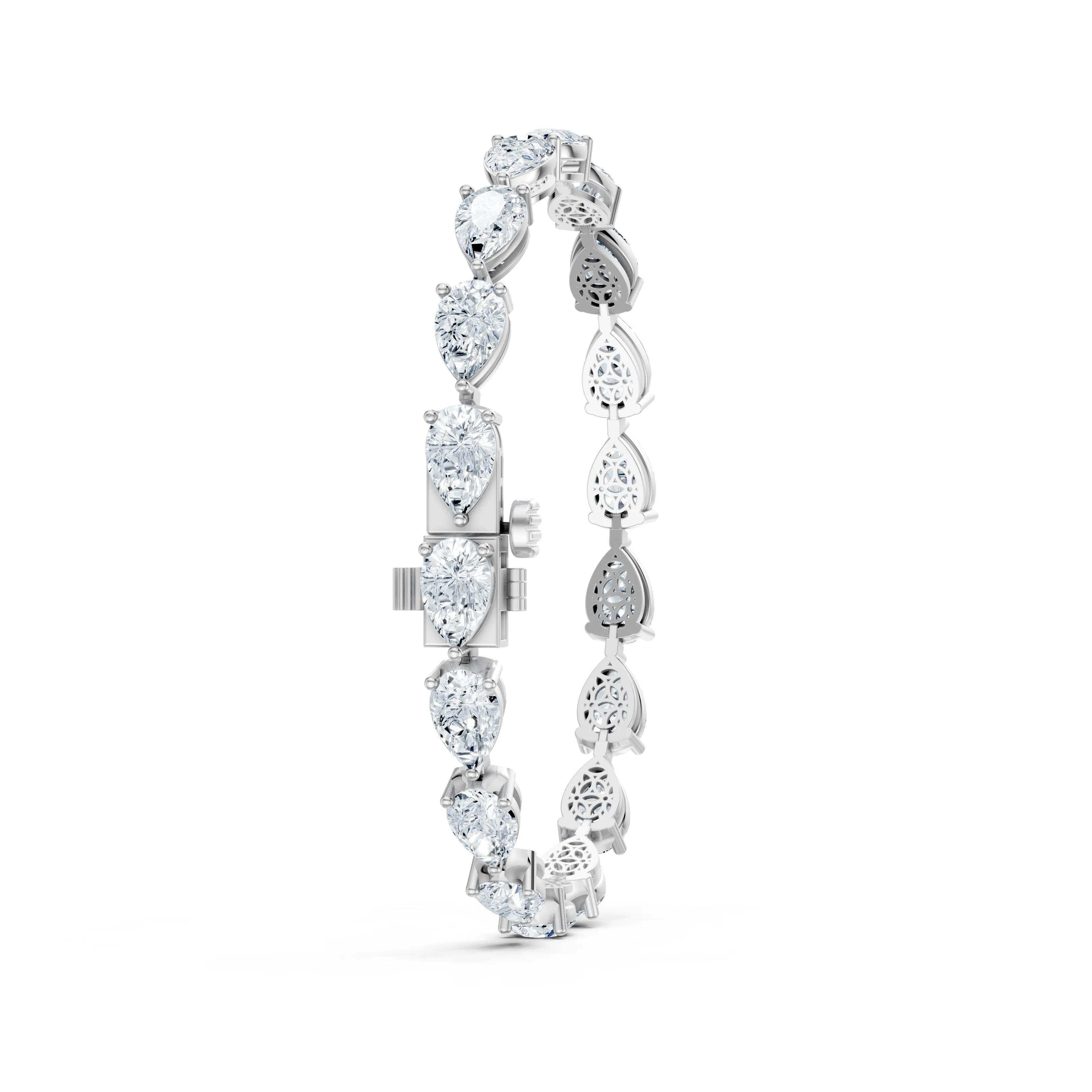 18 carat pear tennis bracelet - gallery - 6