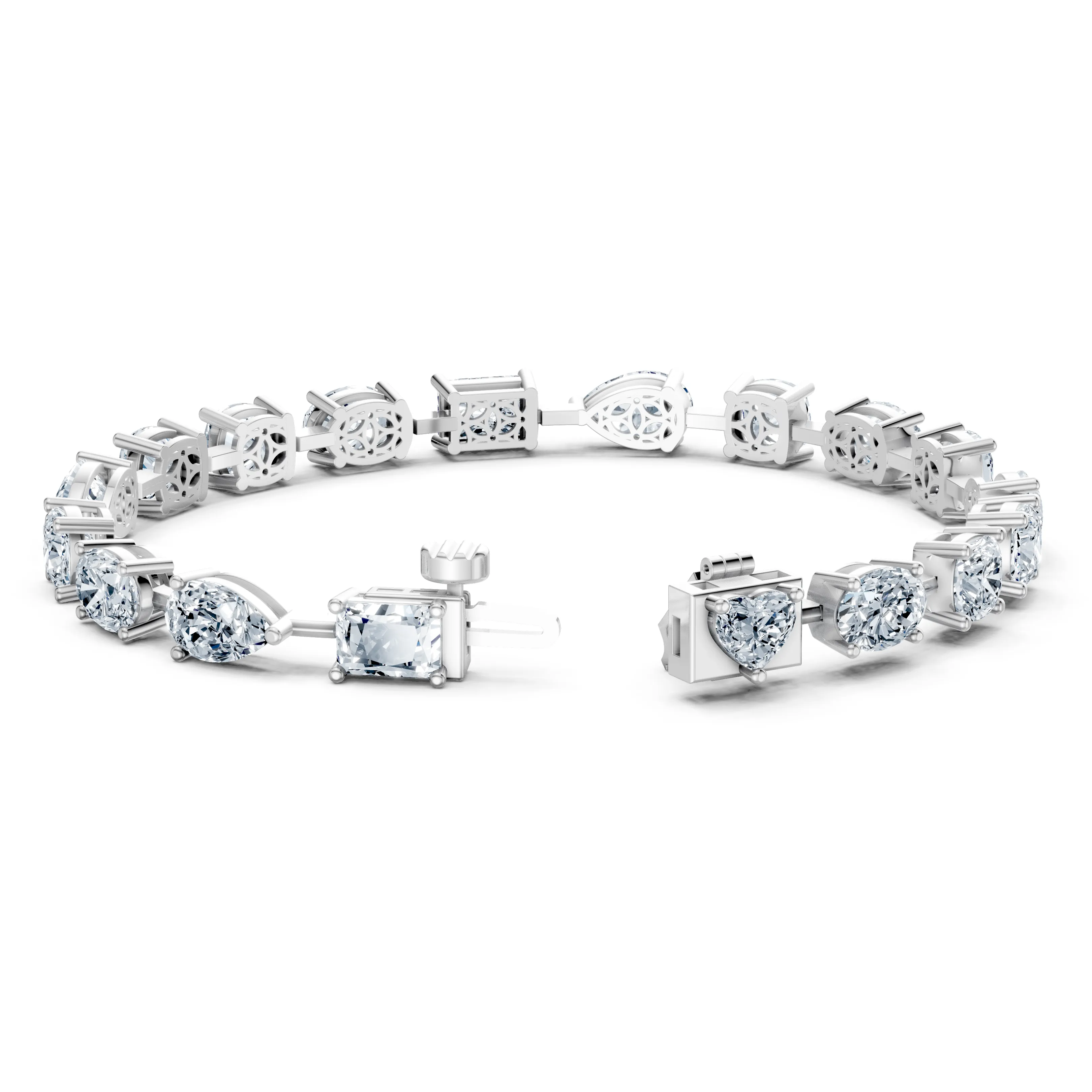 18 carat multi shape tennis bracelet - gallery - 4