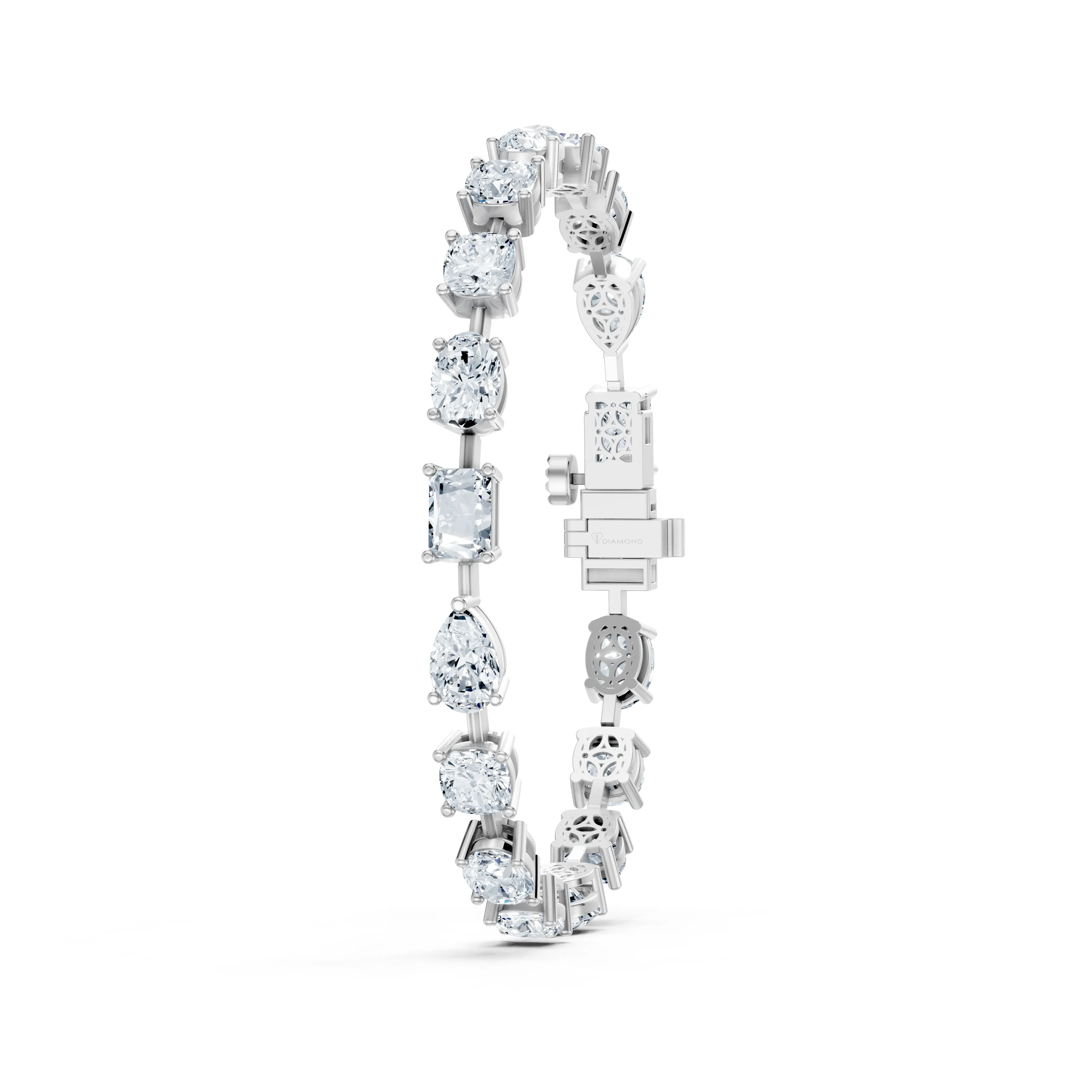 18 carat multi shape tennis bracelet - gallery - 5