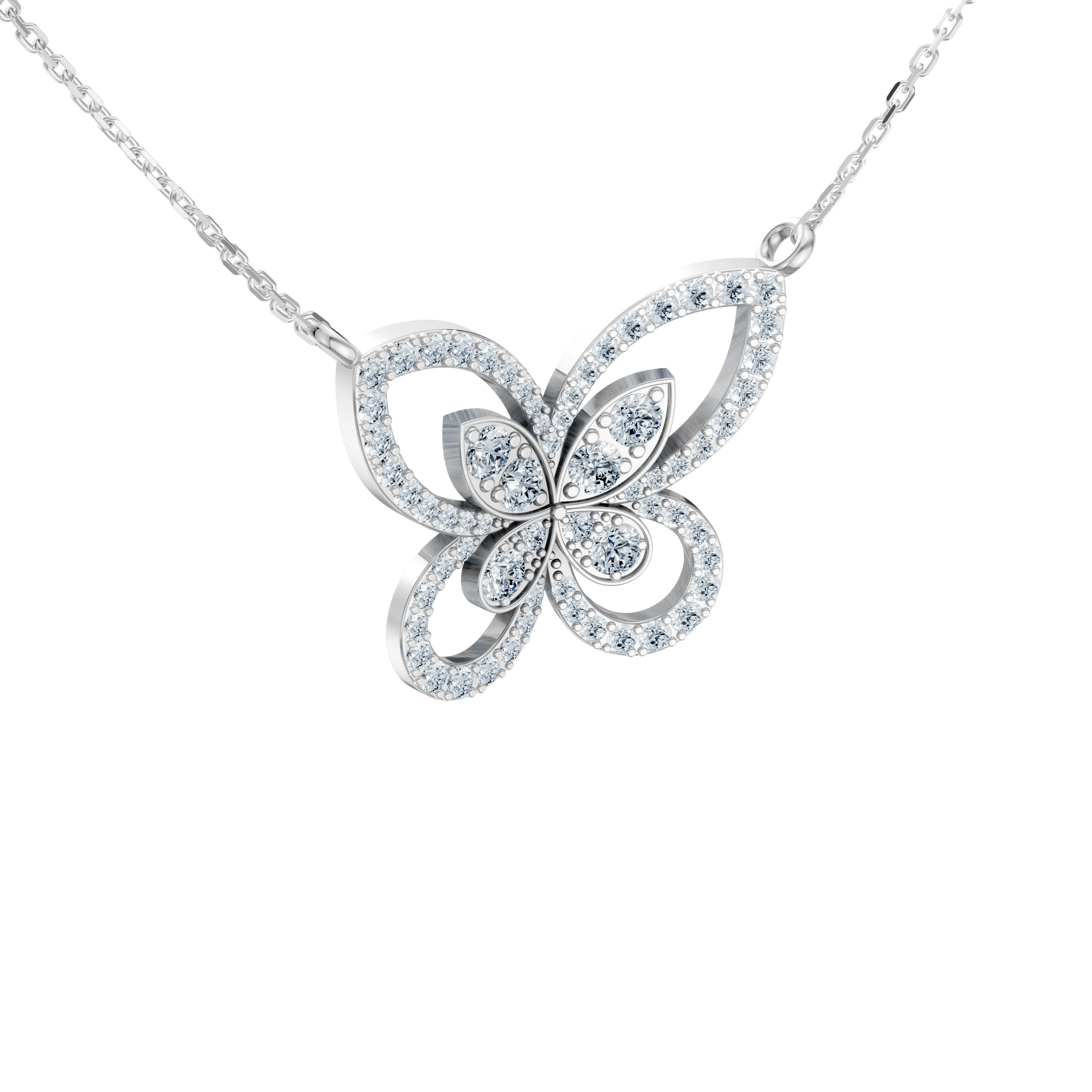 papillon pave butterfly pendant - gallery - 6