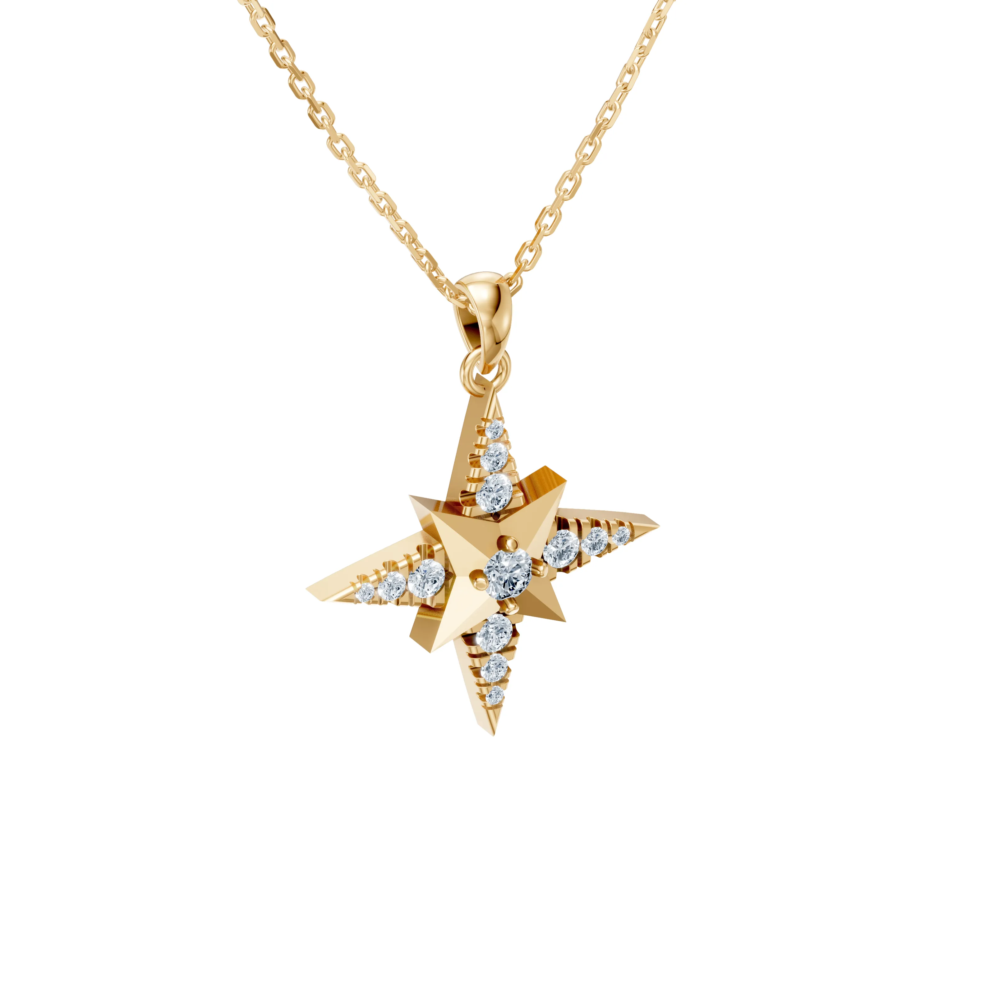 polaris pave compass star pendant - gallery - 6