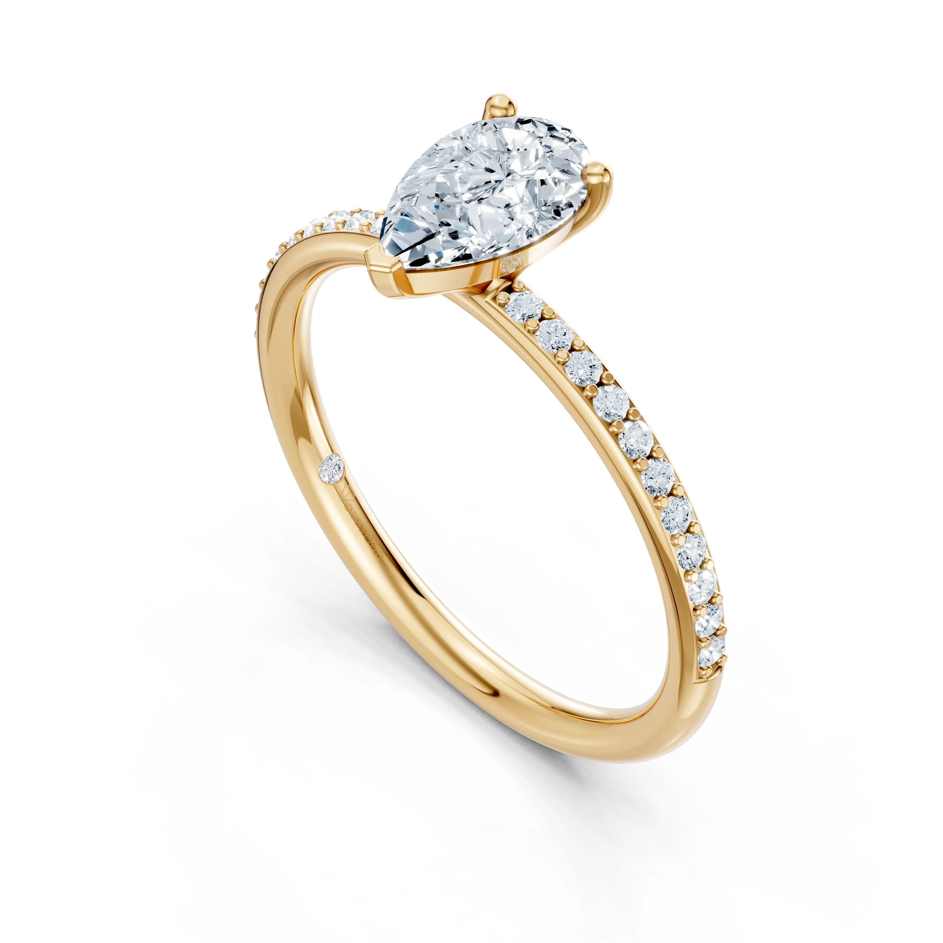 selenova pave pear solitaire ring - gallery - 4