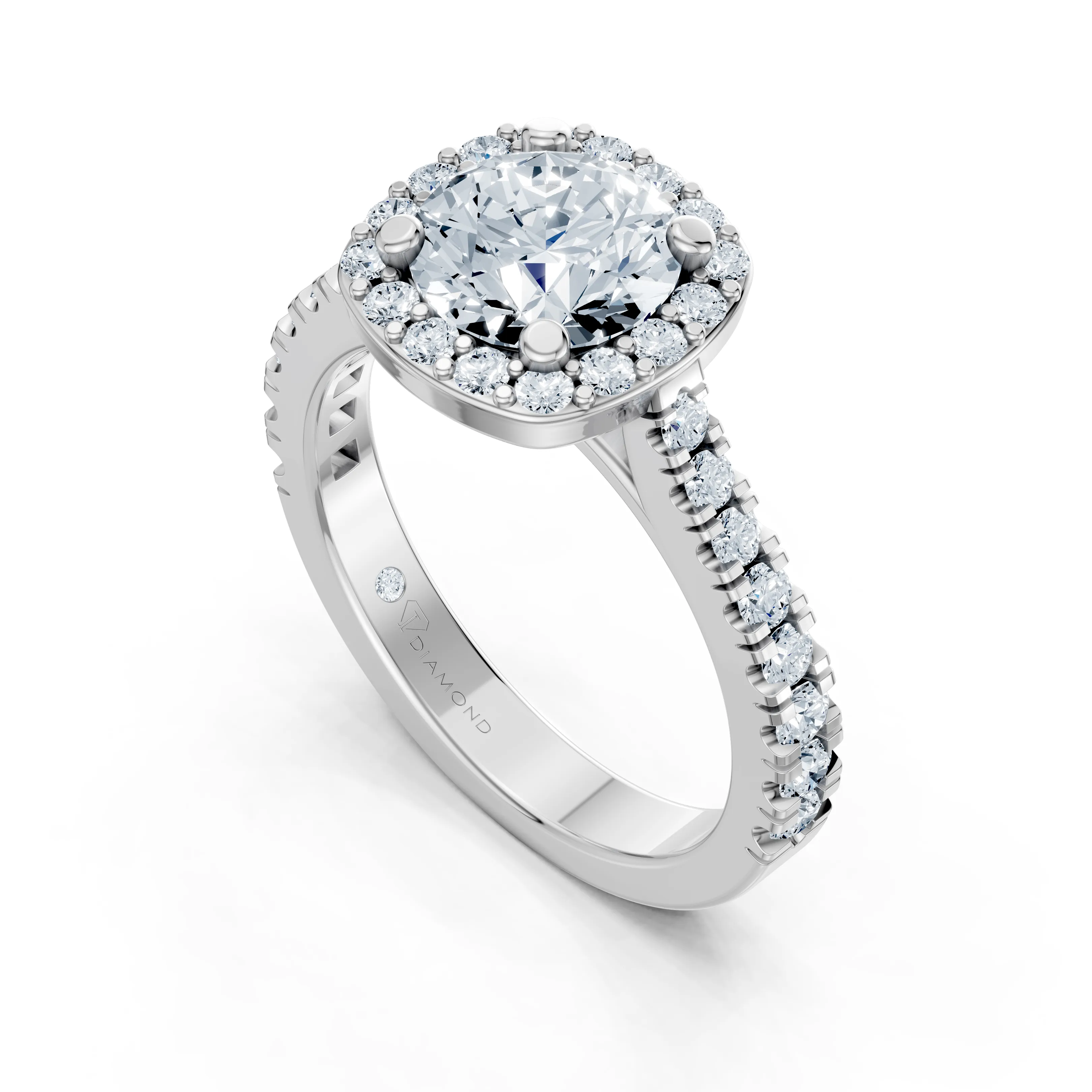 celestial halo pave solitaire ring - gallery - 5