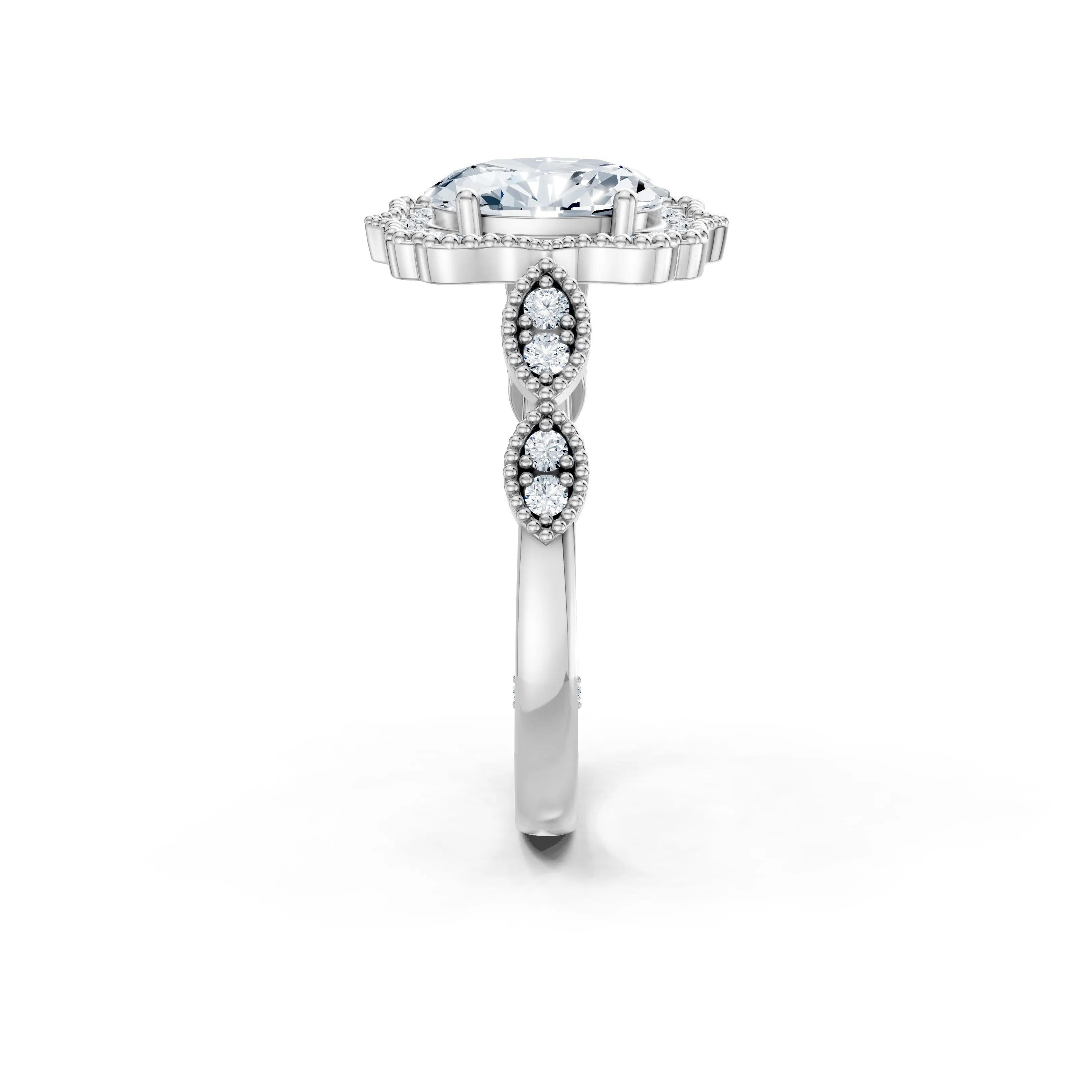 seraphina halo vintage engagement ring - gallery - 4