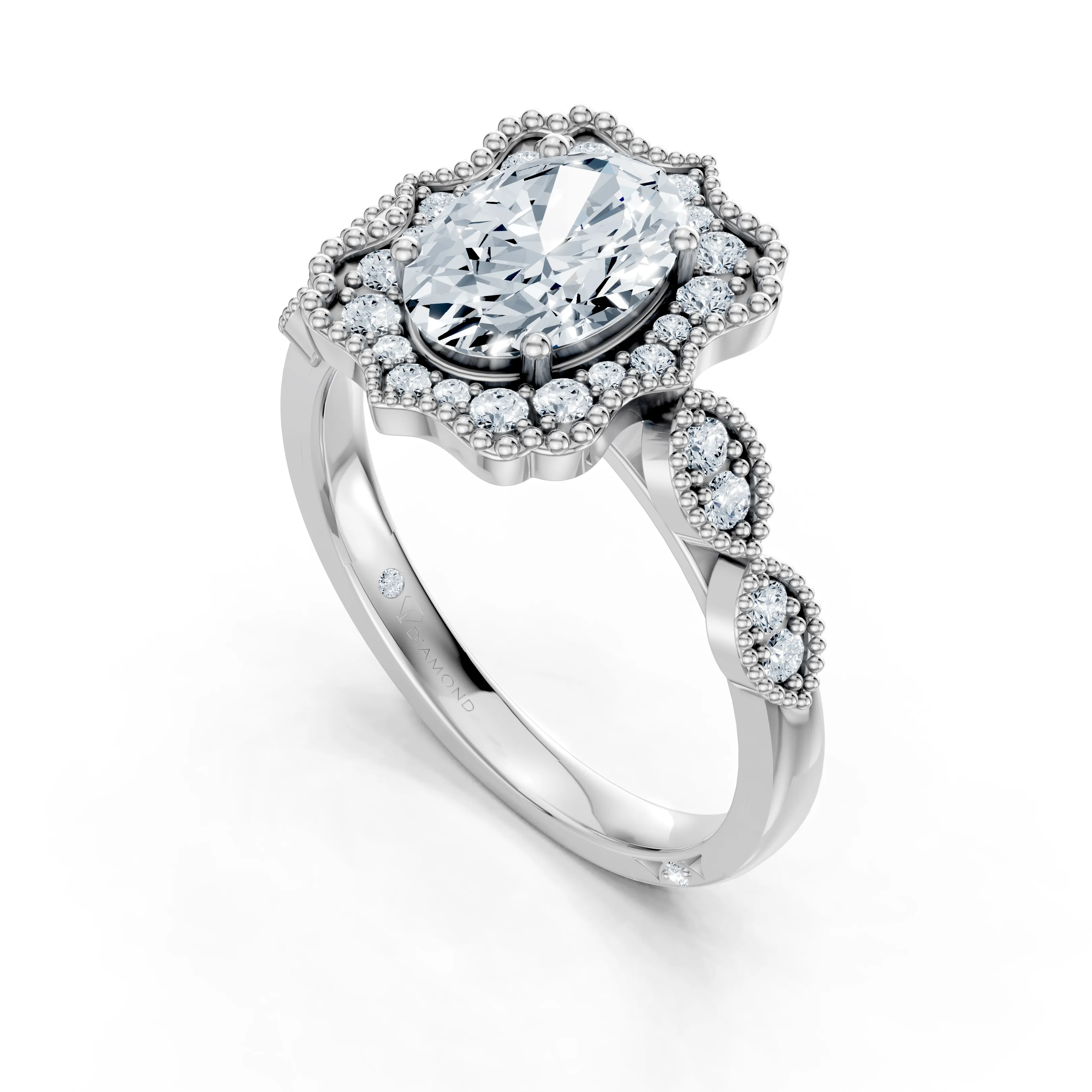 seraphina halo vintage engagement ring - gallery - 5