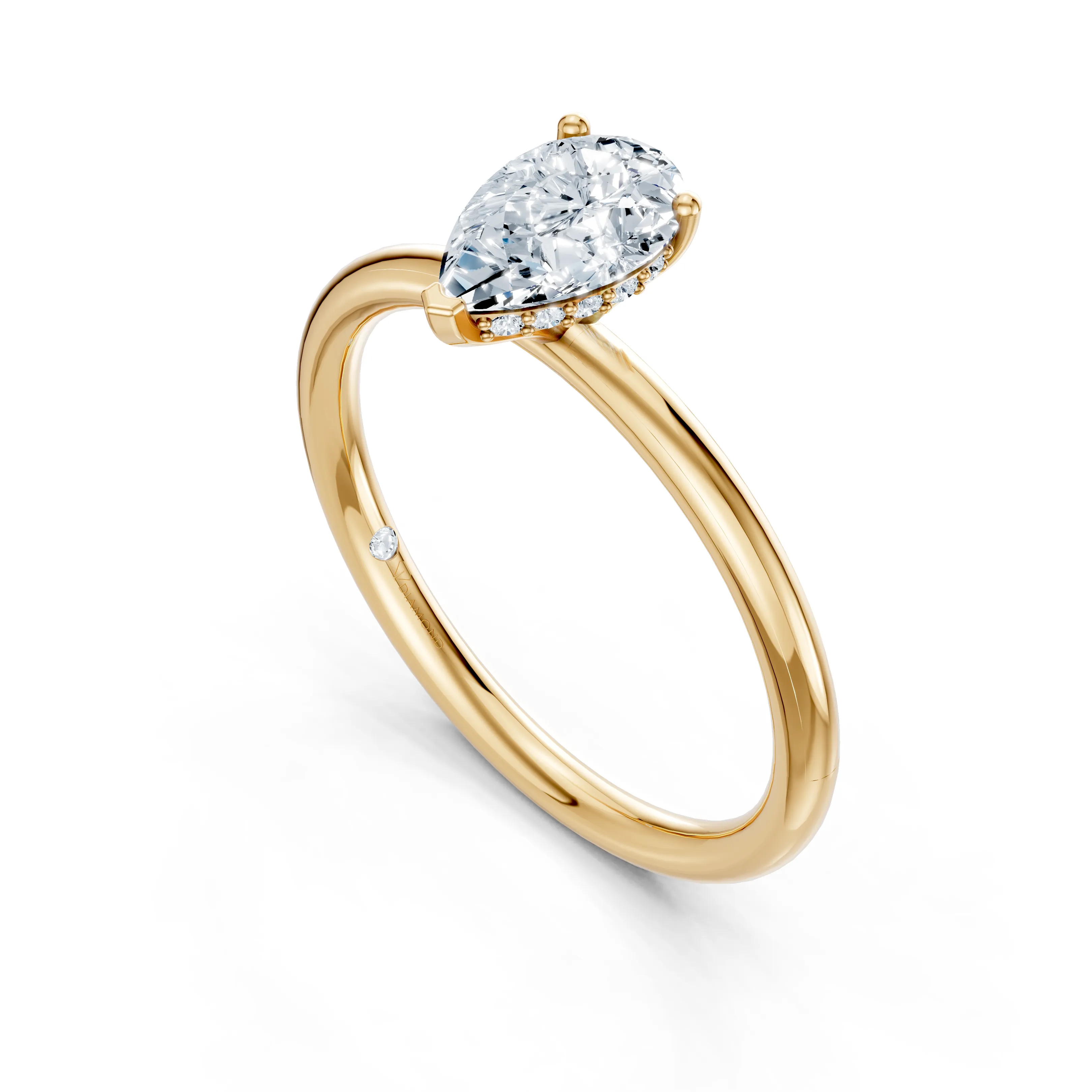 soraya hidden halo pear solitaire ring - gallery - 5