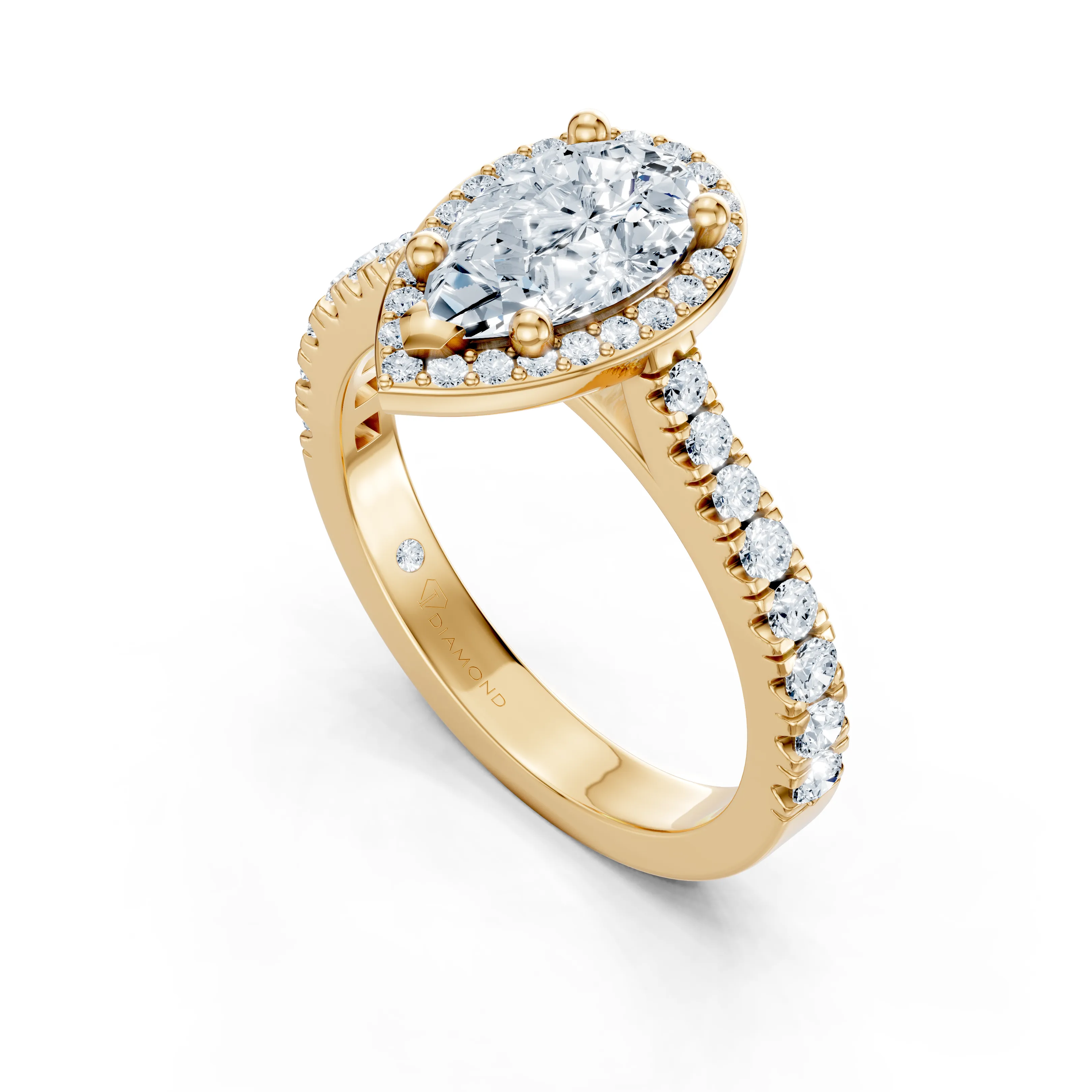 isolde pear halo pave ring - gallery - 5