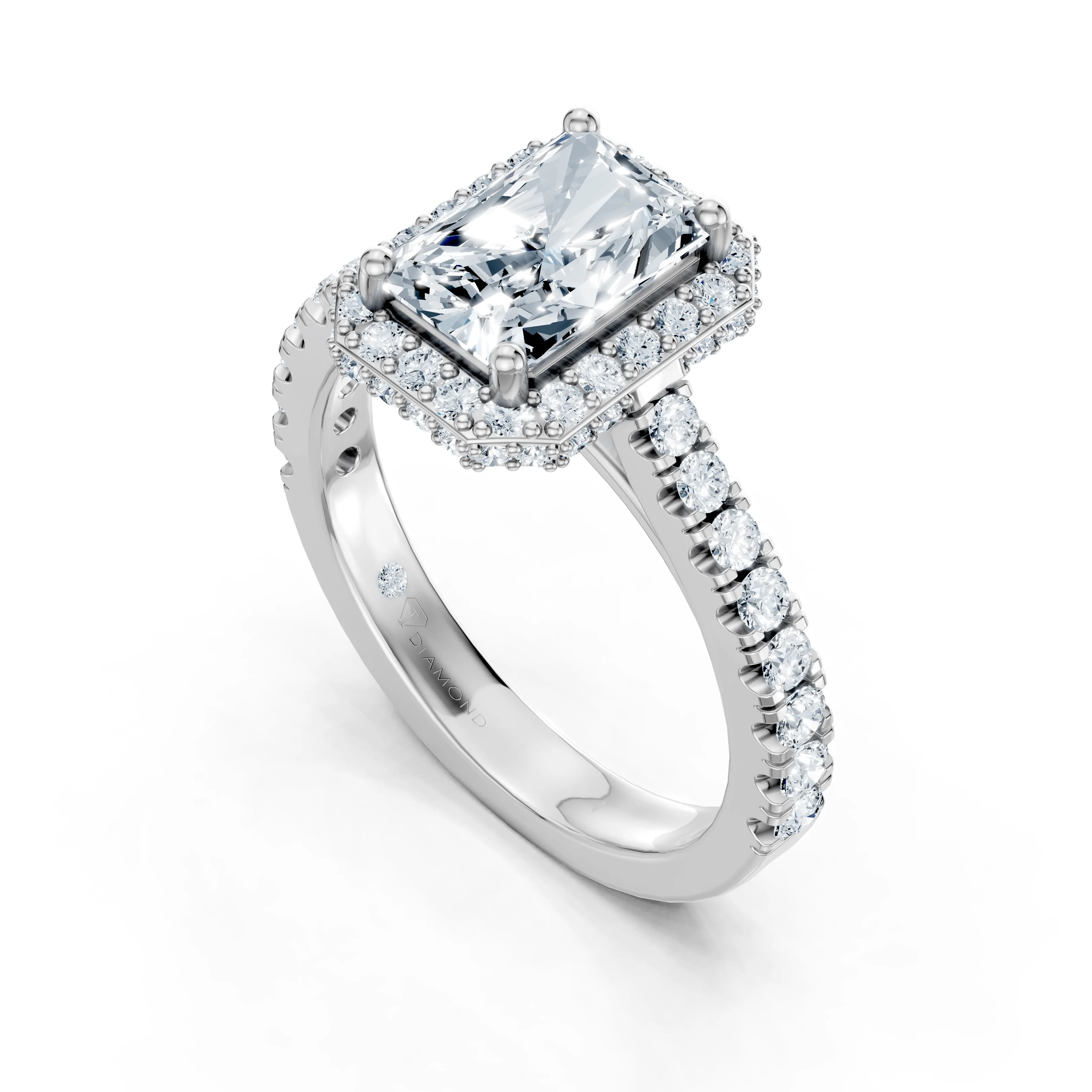 calysta radiant hidden halo pave ring - gallery - 5