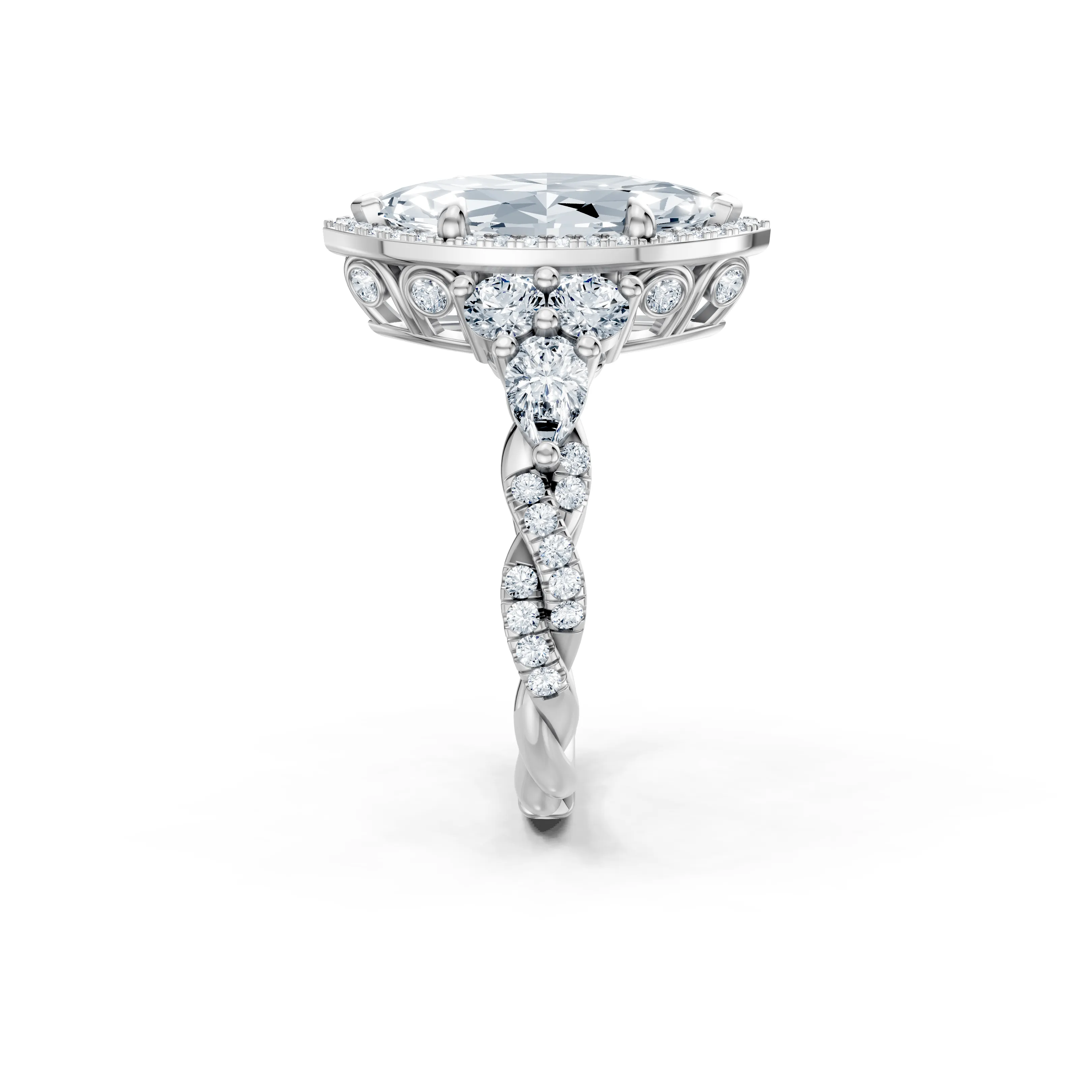 aria marquise braided halo ring - gallery - 3