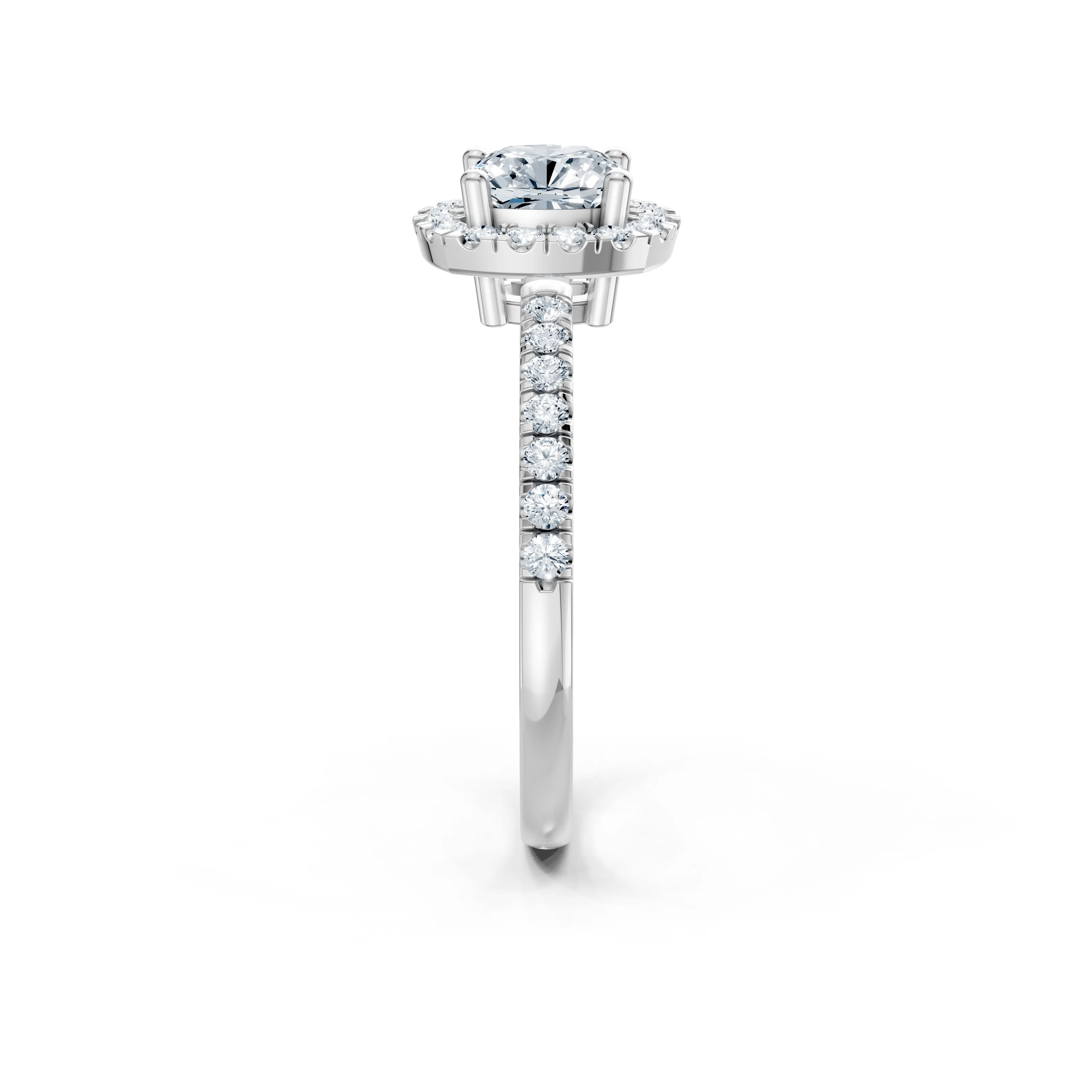 lumiere coussin halo pave ring - gallery - 4