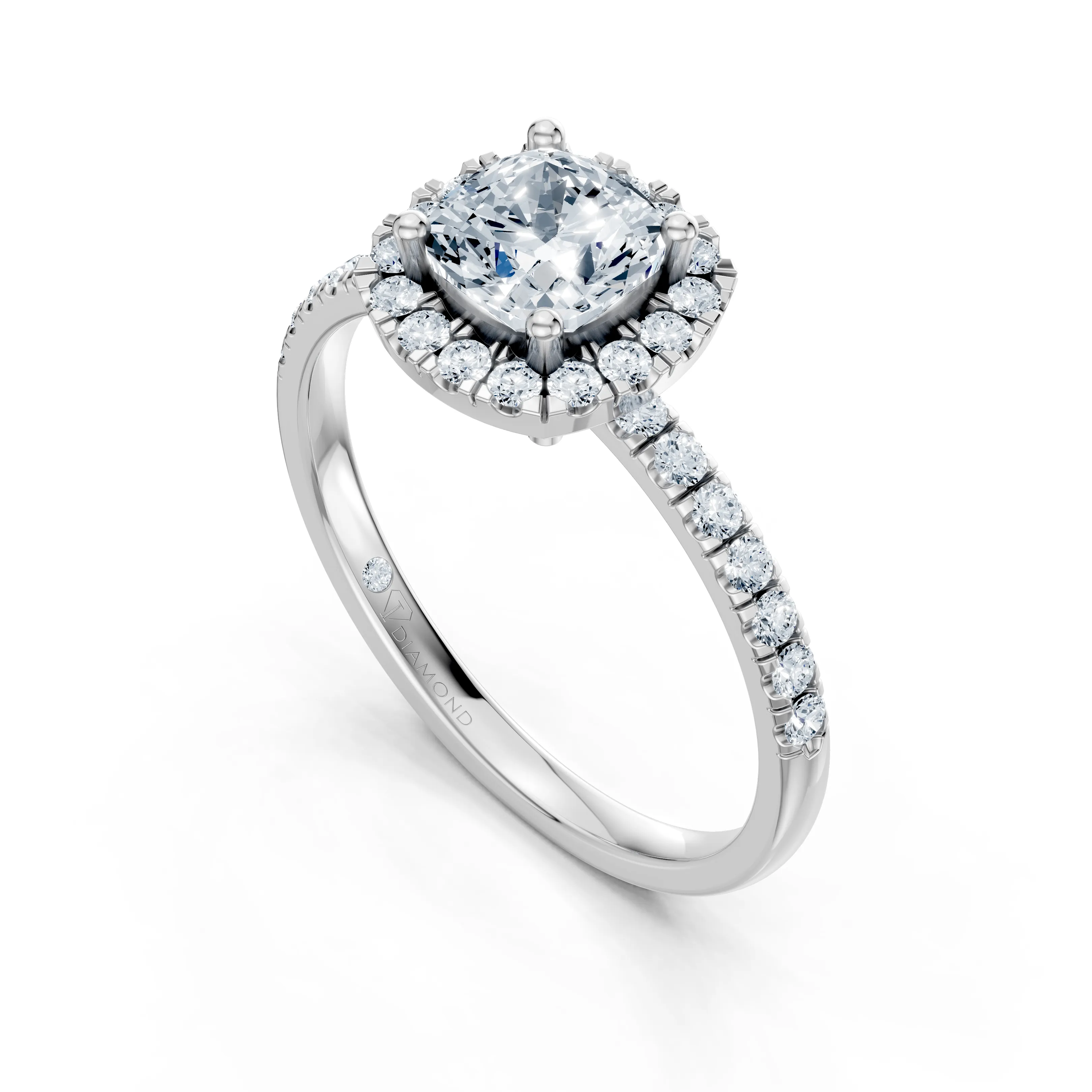 lumiere coussin halo pave ring - gallery - 5